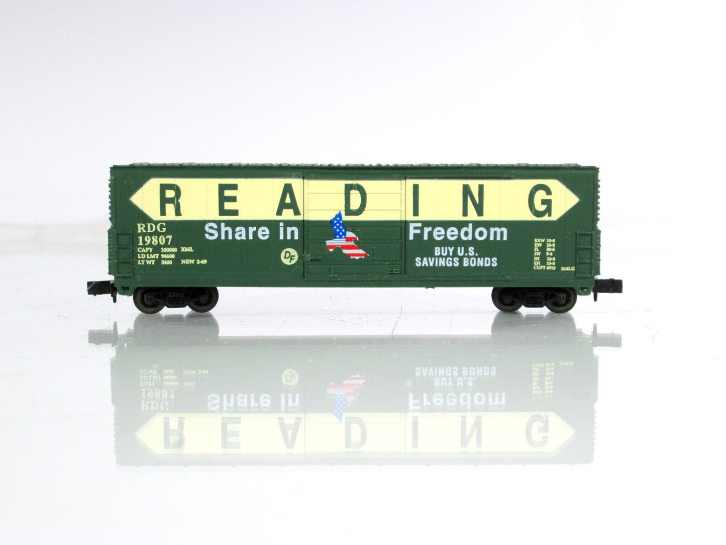N Scale **READING**  **SHARE In FREEDOM** 50' Box Car, RDG 19807 --Bev-Bel 10038