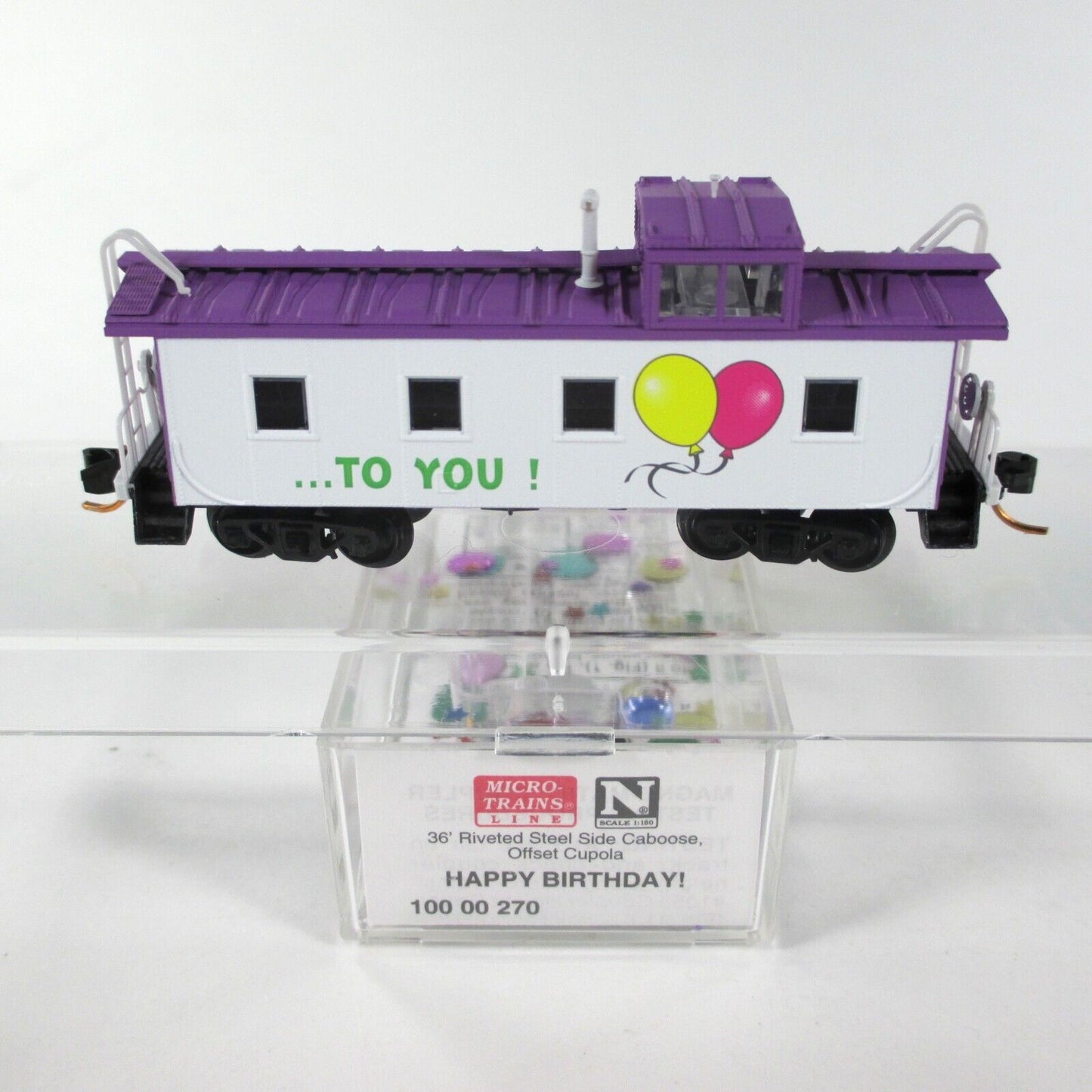 N Scale *HAPPY BIRTHDAY TO YOU* 36' Caboose w/ Glitter - Micro Trains 10000270
