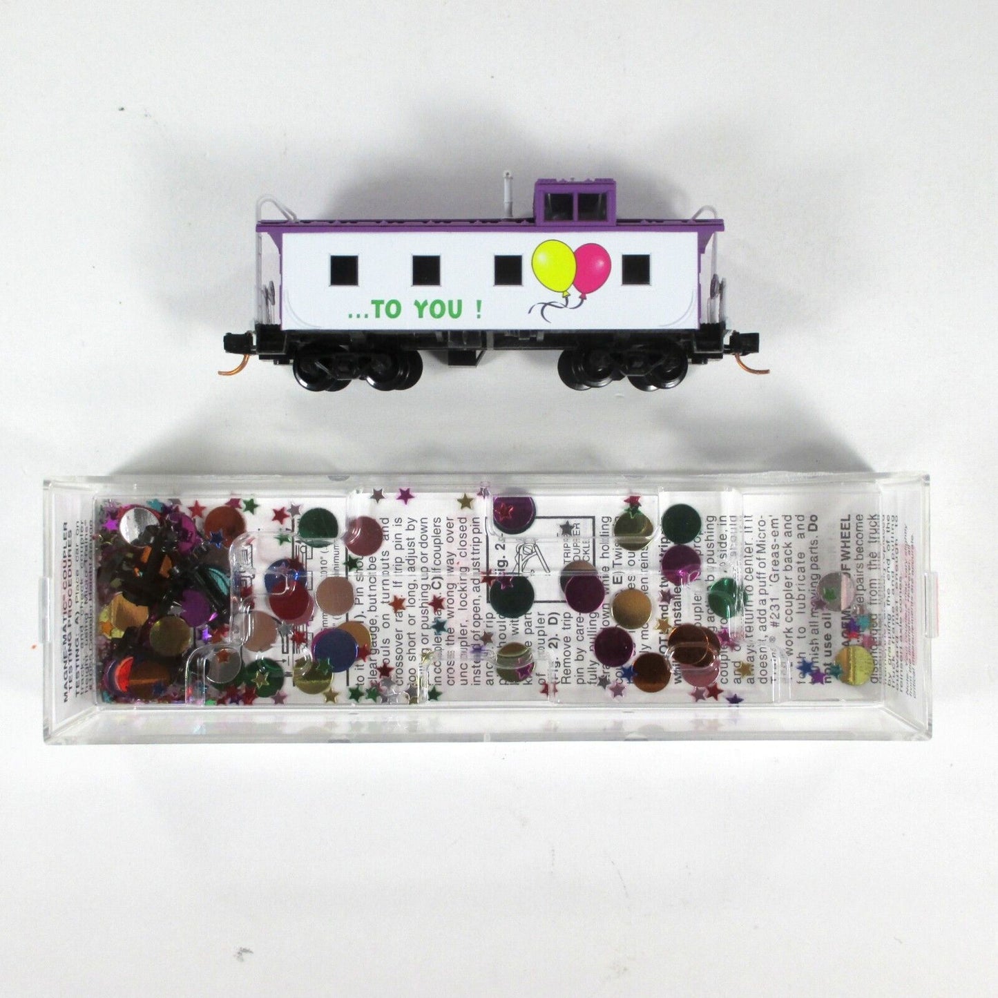 N Scale *HAPPY BIRTHDAY TO YOU* 36' Caboose w/ Glitter - Micro Trains 10000270