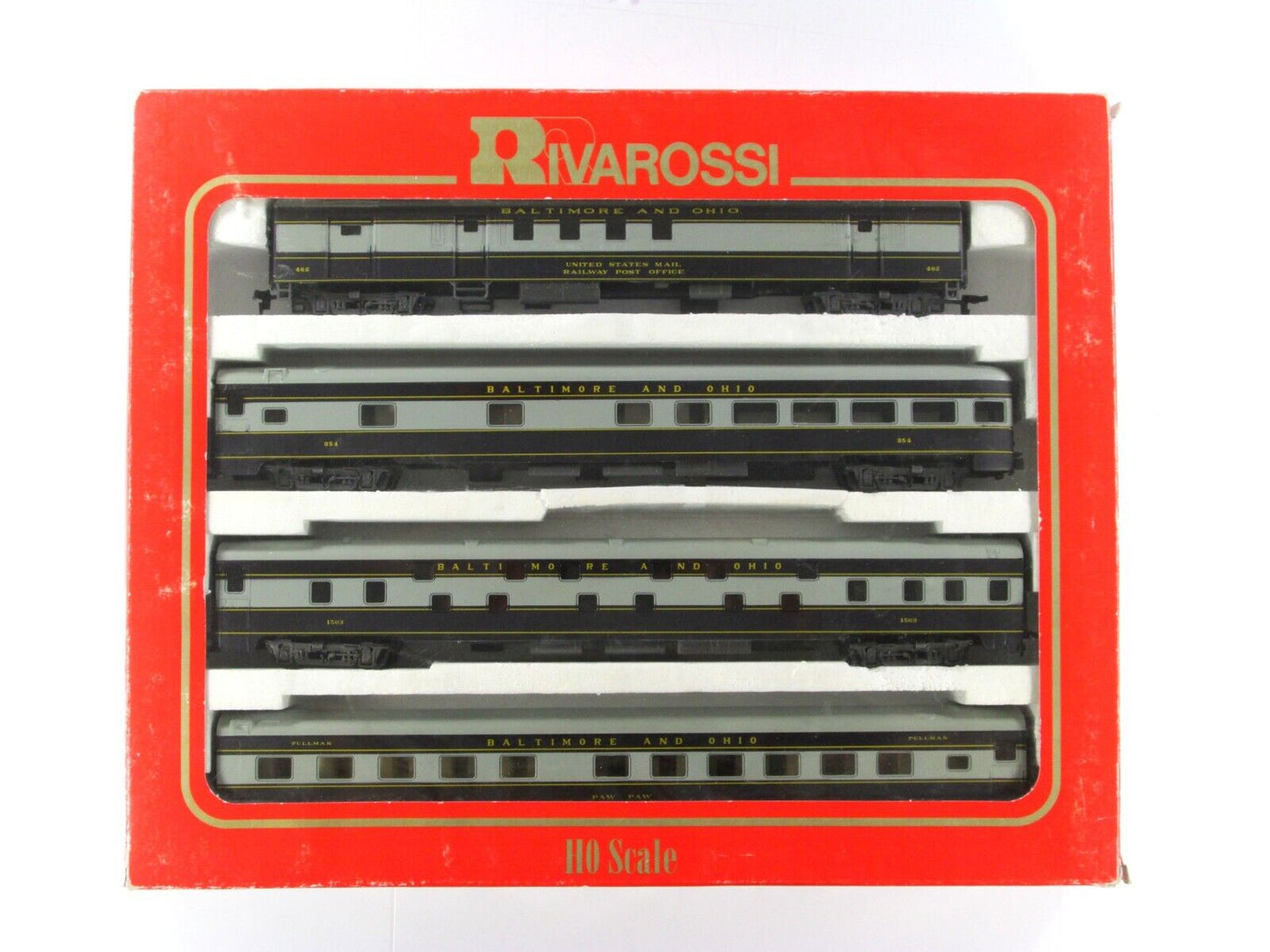 HO Scale ***BALTIMORE & OHIO*** 1930s Passenger 4-Car Set B  ---  Rivarossi 6961