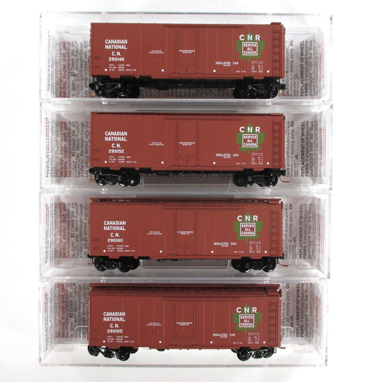 N Scale ***CANADIAN NATIONAL*** Box Car Runner 4-Pack #11 -Micro Trains 99300011