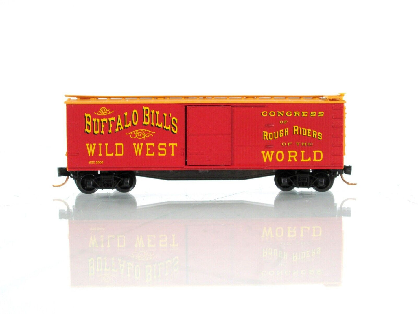 N Scale ***BUFFALO BILL'S WILD WEST*** 40' Box Car - Micro Trains Special **RARE