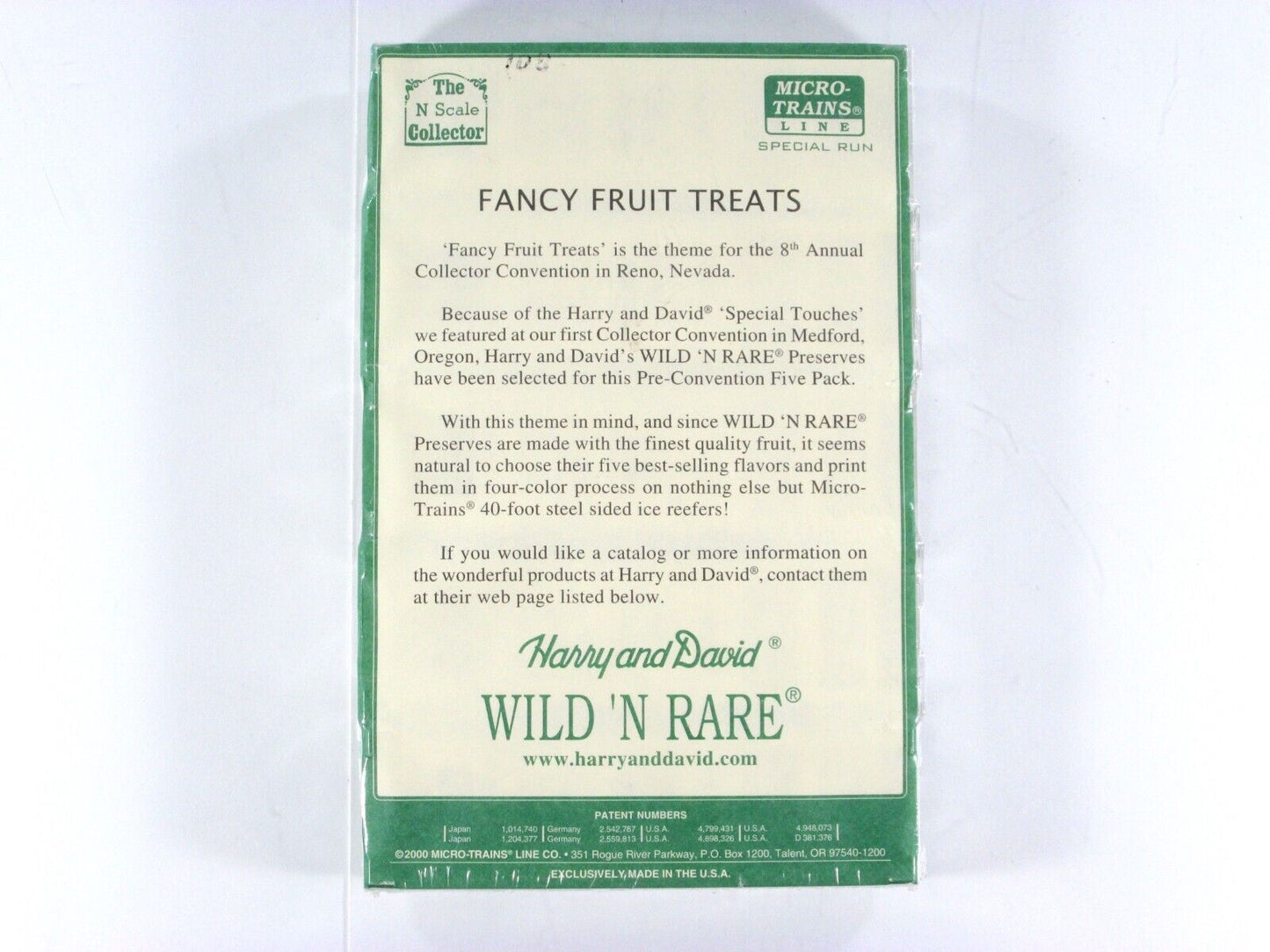 N Scale *HARRY & DAVID* Wild n' Rare Preserves Reefer Set - Micro Trains Special