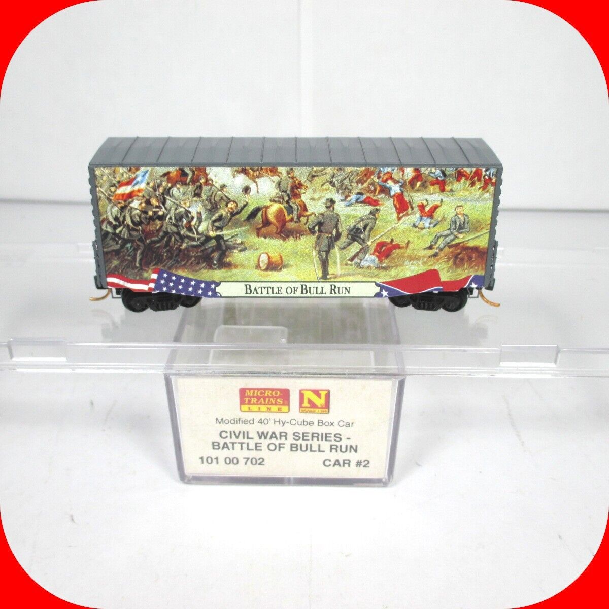 N Scale ***BATTLE of BULL RUN*** 40' Hy-Cube Box Car --- Micro Trains 10100702