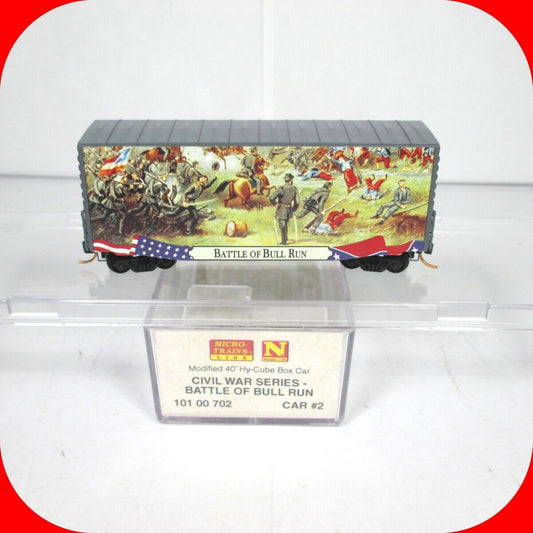 N Scale ***BATTLE of BULL RUN*** 40' Hy-Cube Box Car --- Micro Trains 10100702