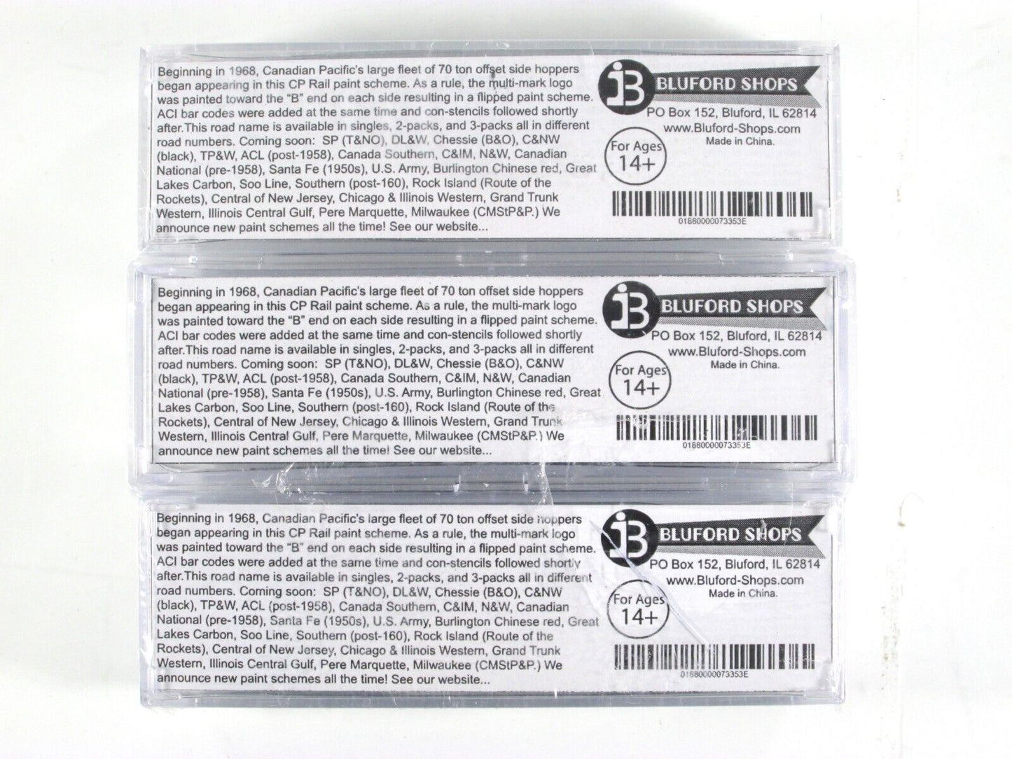 N Scale **CP RAIL** Coal 3-Bay Hopper 3-Pack Set w/ Loads - Bluford 73353 **RARE