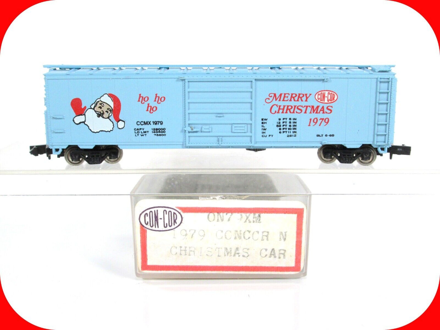 N Scale **MERRY CHRISTMAS** Santa, Single Door 50' Box Car 1979,  Con-Cor 0N79XM