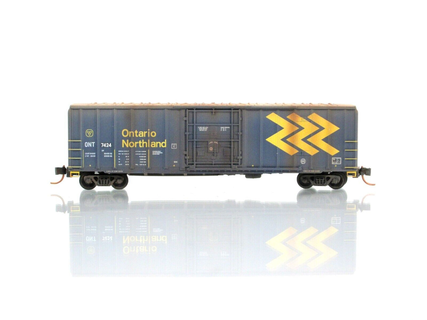 N Scale *ONTARIO NORTHLAND* Weathered Box Car #7424 -Micro Trains 02744040 *RARE