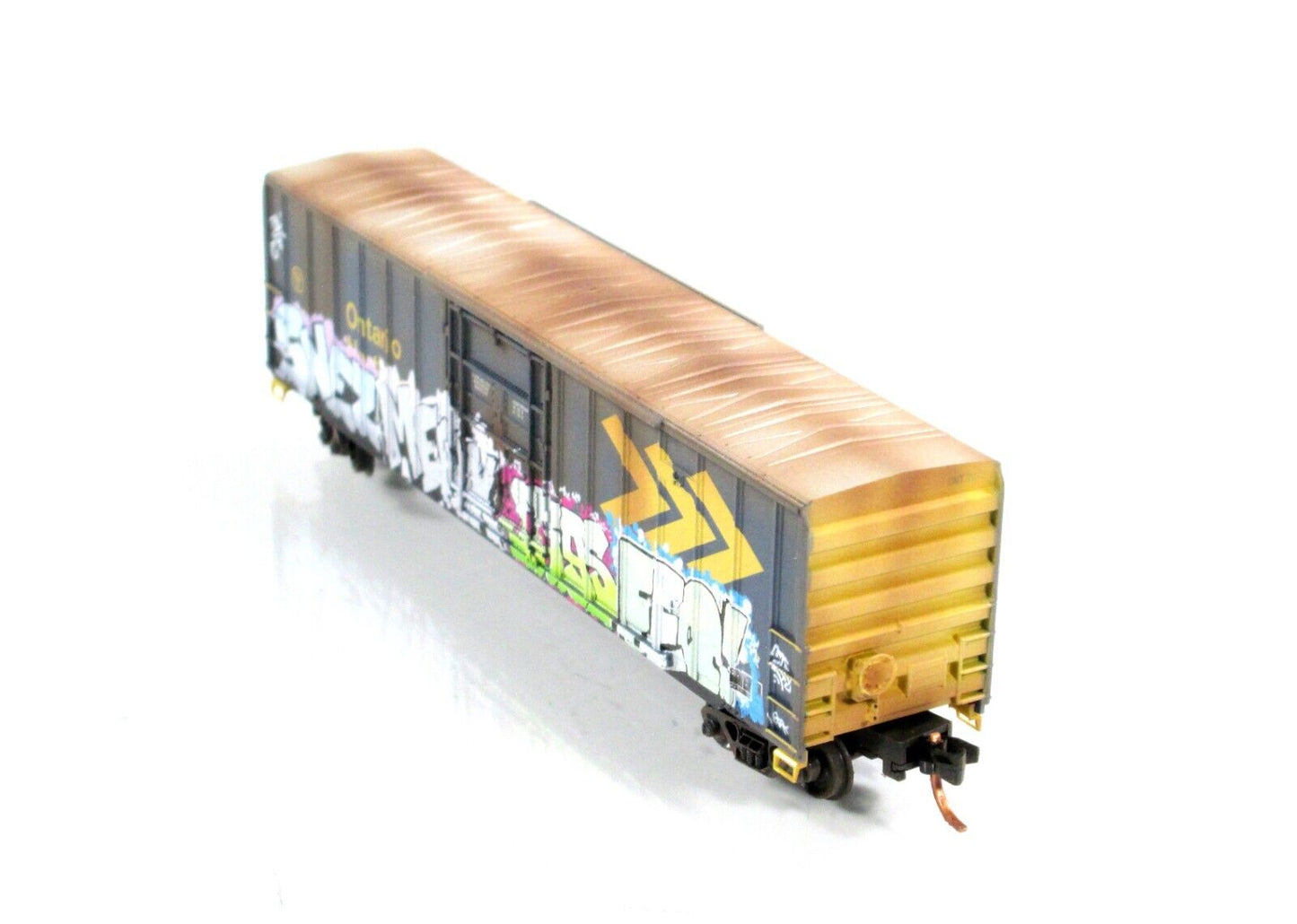 N Scale *ONTARIO NORTHLAND* Weathered Box Car #7424 -Micro Trains 02744040 *RARE
