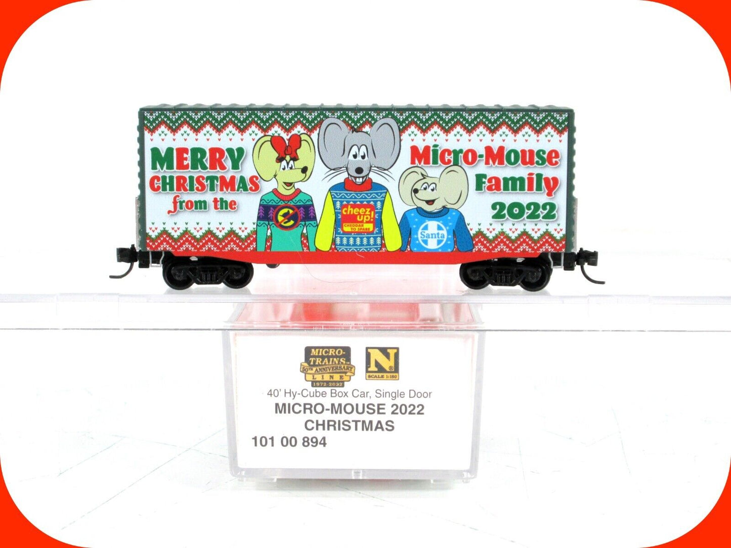 N Scale ***MERRY CHRISTMAS*** 2022 Hi-Cube Box Car - Micro Trains Mouse 10100894