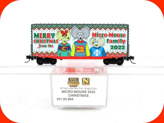 N Scale ***MERRY CHRISTMAS*** 2022 Hi-Cube Box Car --Micro Trains Mouse 10100894
