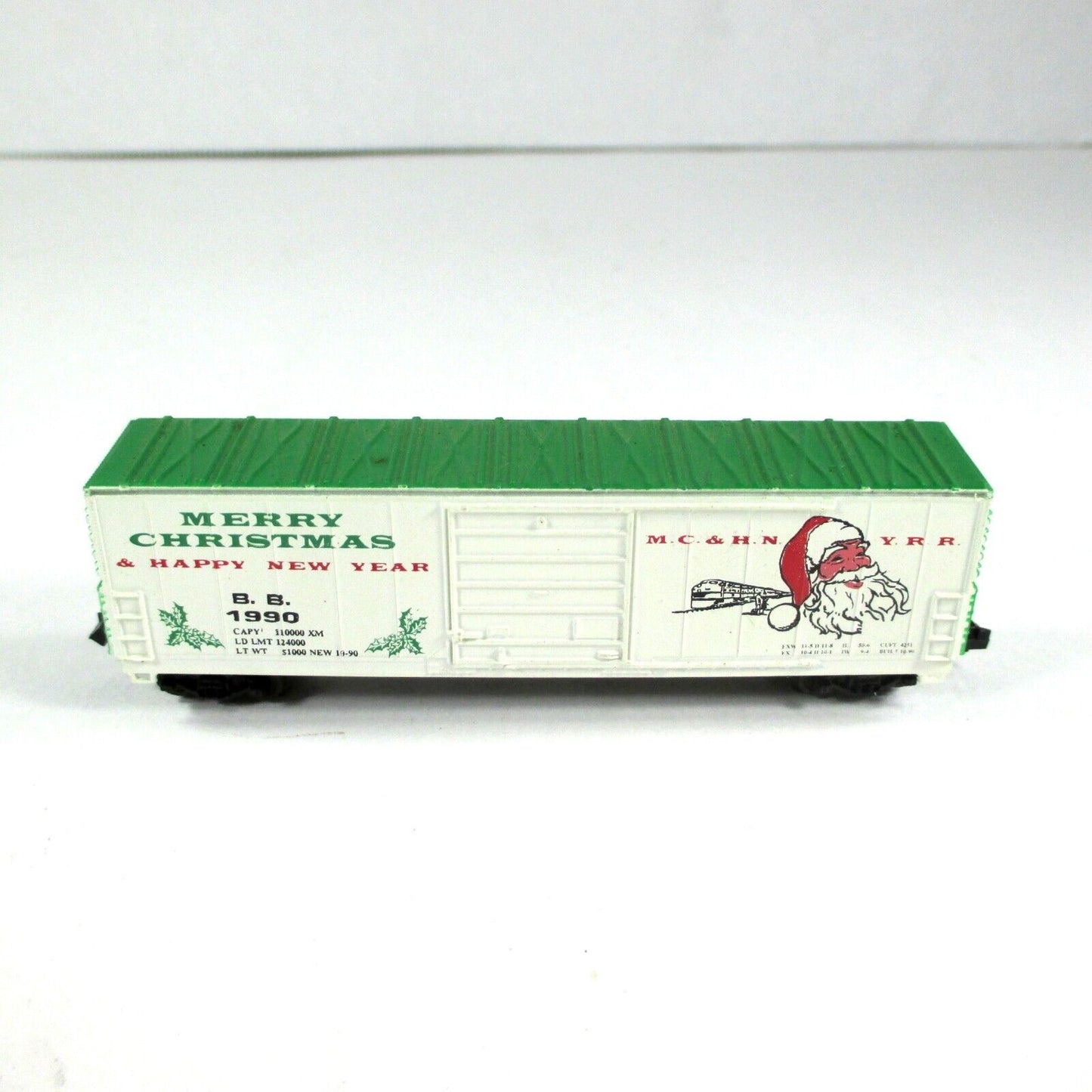 N Scale **MERRY CHRISTMAS, HAPPY NEW YEAR*** 50' Box Car, BB 1990 - Bev-Bel 2182