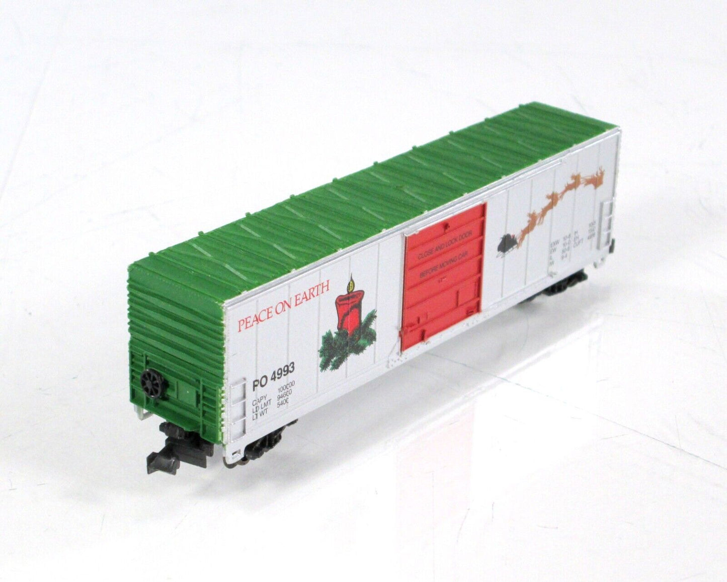 N Scale ***PEACE ON EARTH*** 50' CHRISTMAS Box Car, PO 4993 ------ Bev-Bel 10045