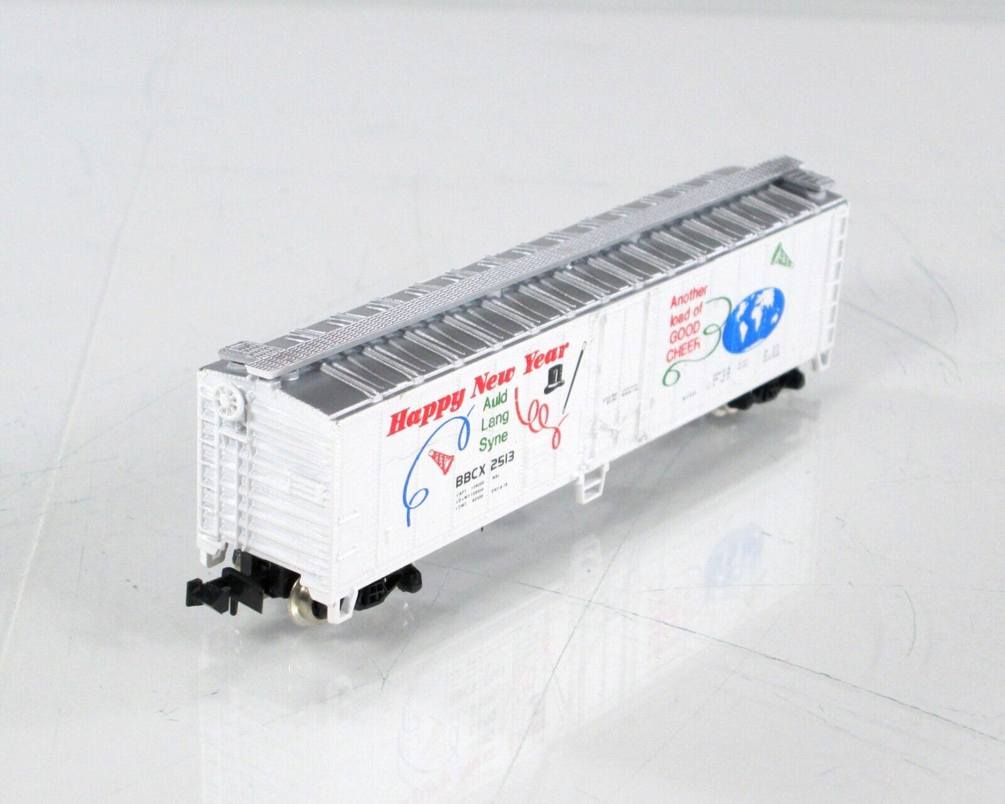 N Scale **HAPPY NEW YEAR - AULD LANG SYNE** Box Car, BBCX 2513 - Atlas / Bev-Bel