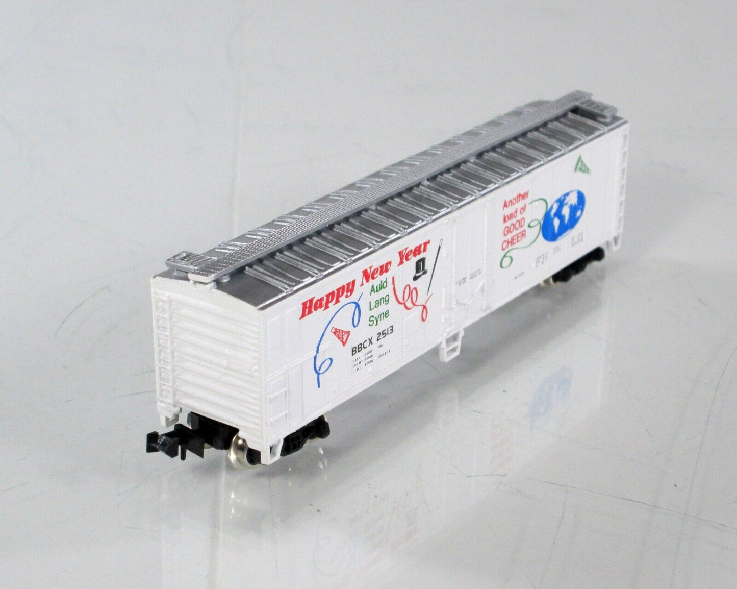 N Scale **HAPPY NEW YEAR - AULD LANG SYNE** Box Car, BBCX 2513 - Atlas / Bev-Bel
