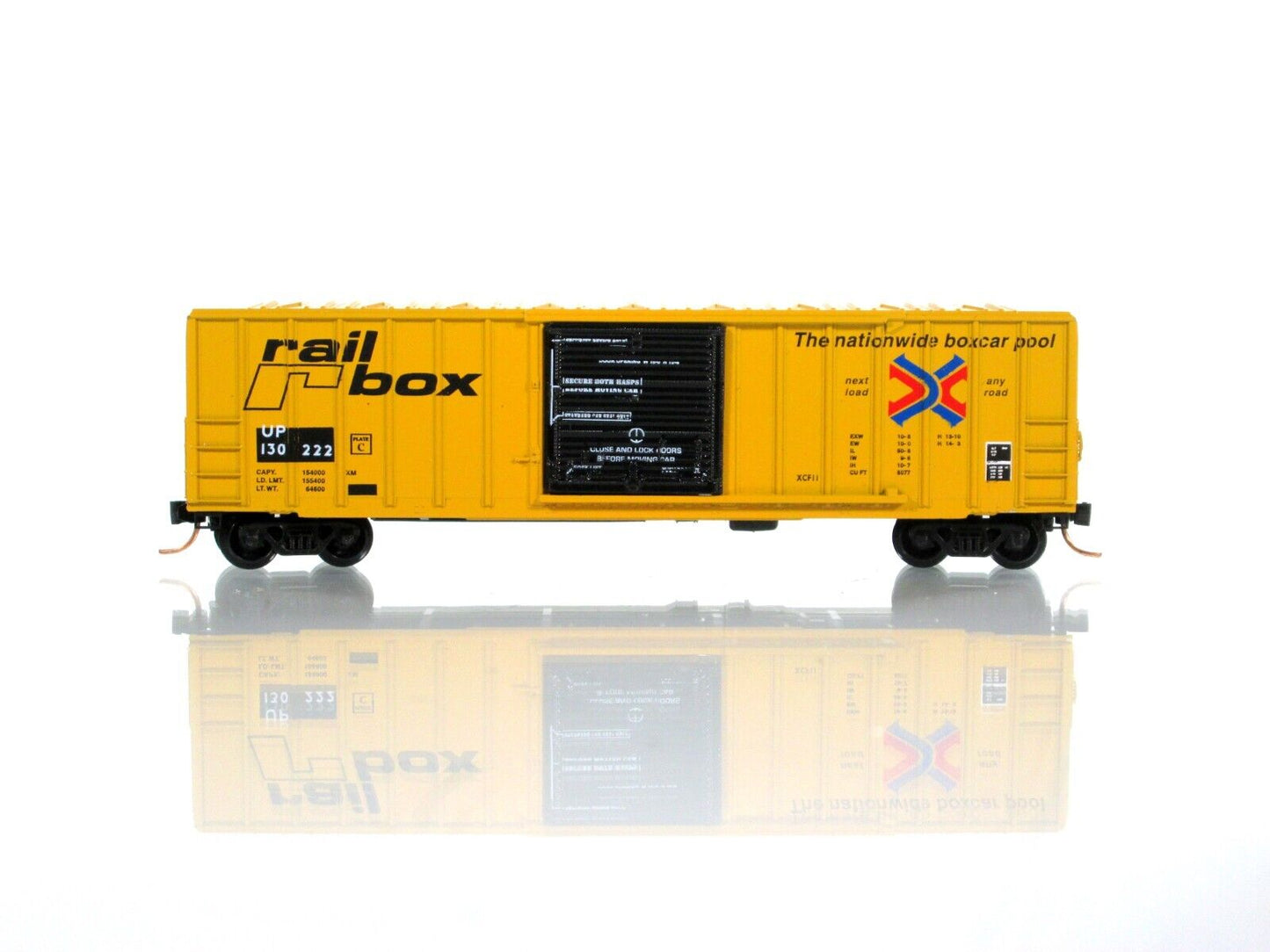 N Scale ***RAILBOX*** Box Car, Restencil UP #130222 -- Premiere Editions 2434C-1