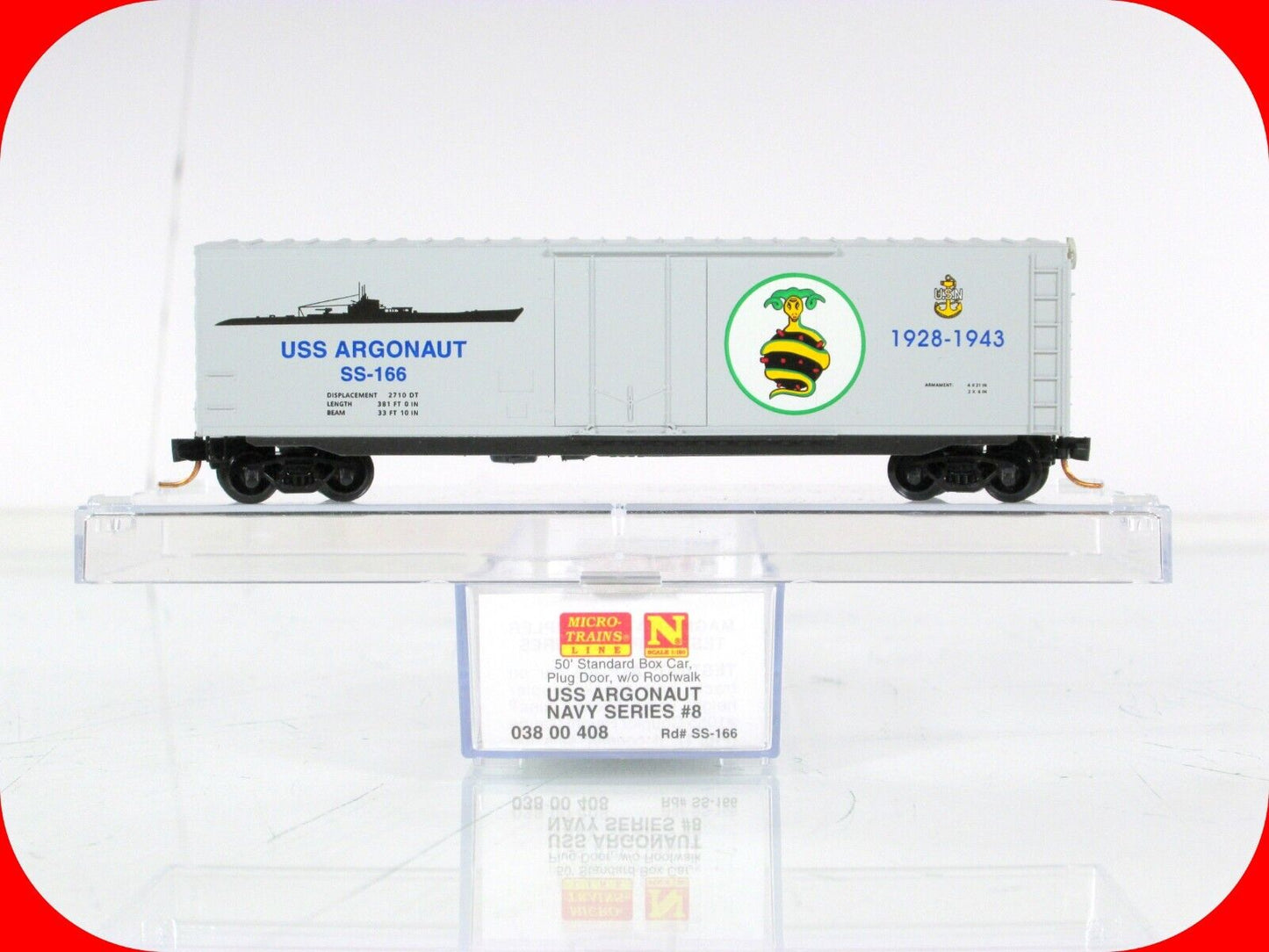 N Scale  **USS ARGONAUT** US Navy Submarine 50' Box Car -- Micro Trains 03800408