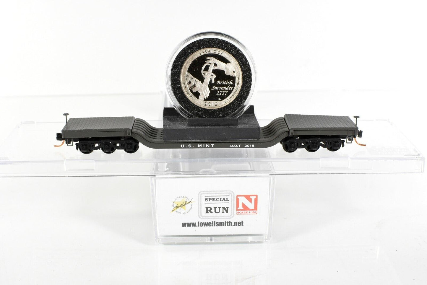 N Scale US Mint 2015 Saratoga Quarter on Flat Car -- Micro Trains & Lowell Smith