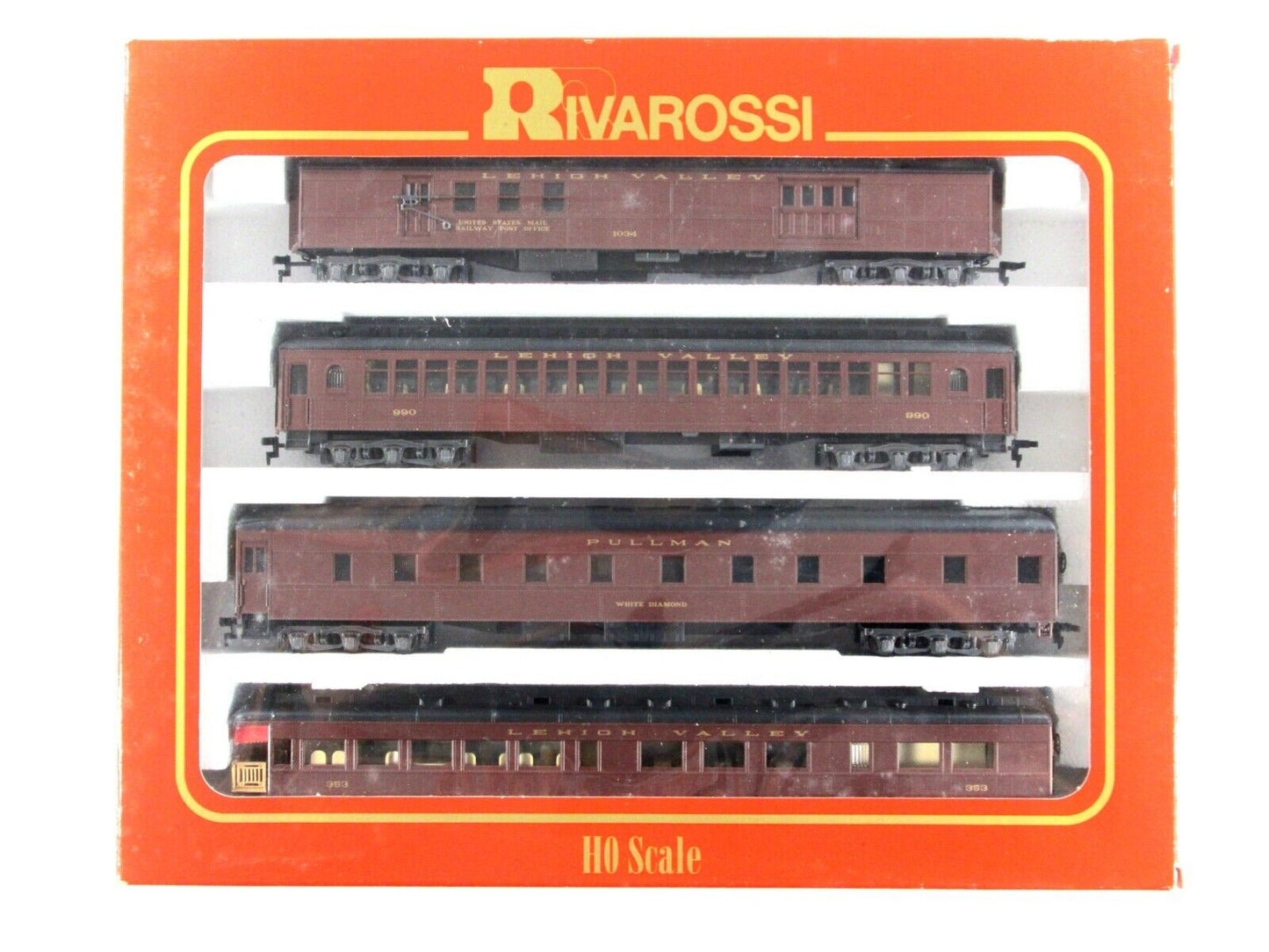 HO Scale LEHIGH VALLEY 1920s Heavyweight Passenger 4-Car Set B -- Rivarossi 6899