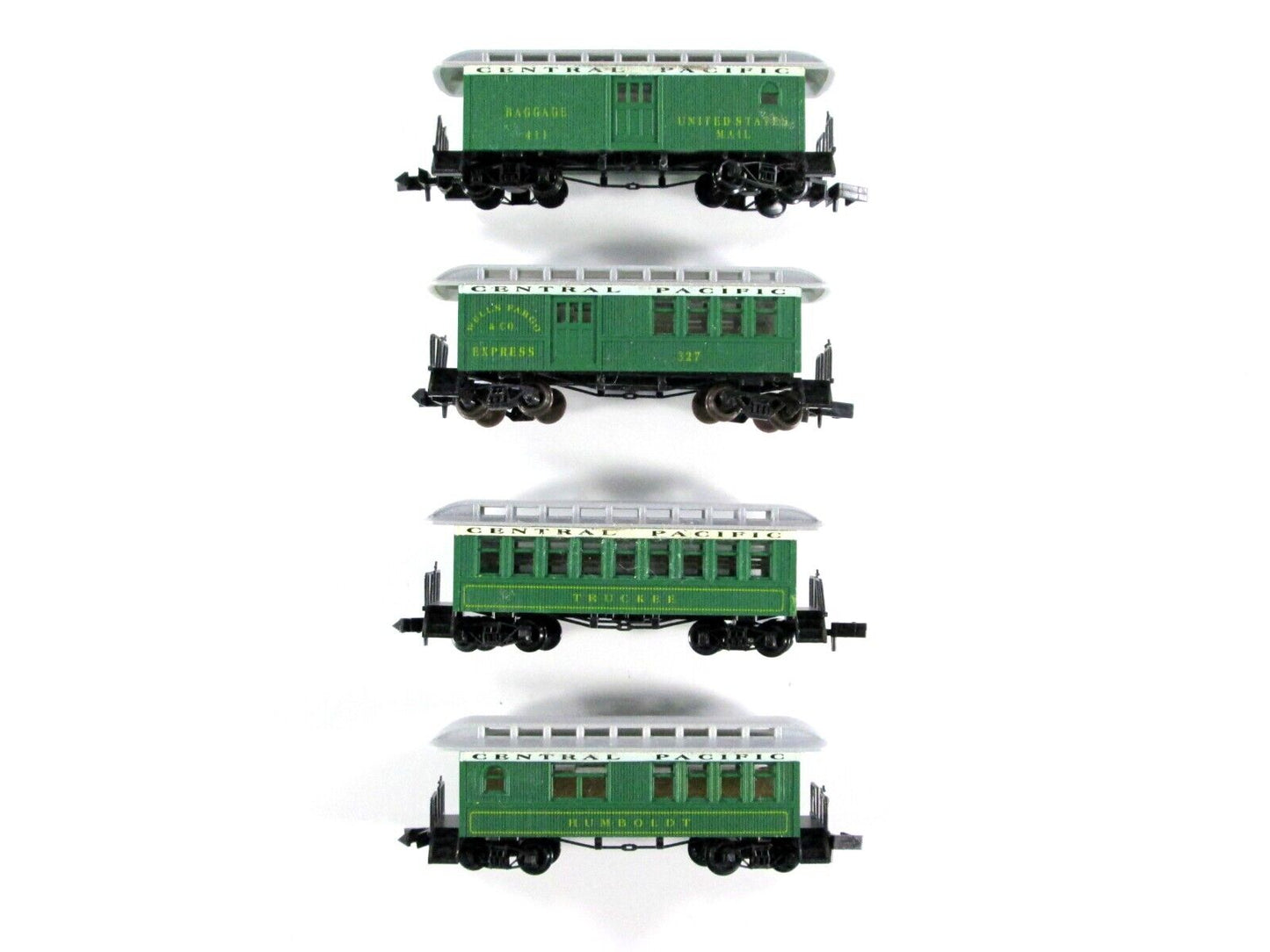 N Scale CPRR Central Pacific OVERTON Old time Passenger 4-Car Set  -- Roundhouse
