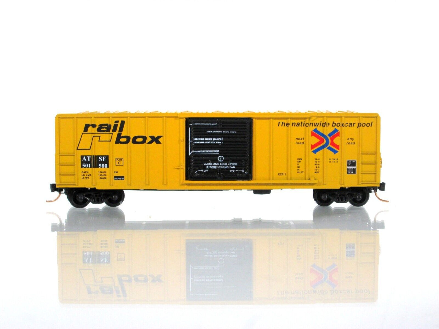 N Scale ***RAILBOX*** Box Car, Restencil ATSF #501500 -Premiere Editions 2434B-1