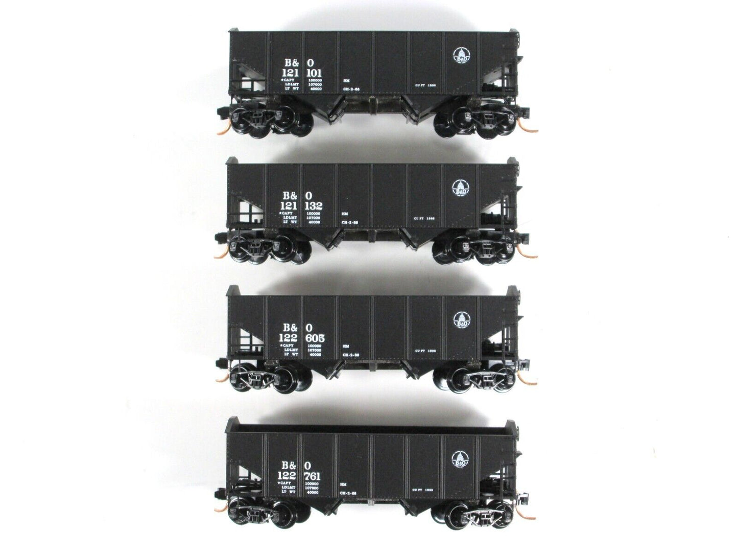 N Scale *BALTIMORE & OHIO* 2-Bay Coal Hopper 4-Pack Set -- Micro Trains 99300118