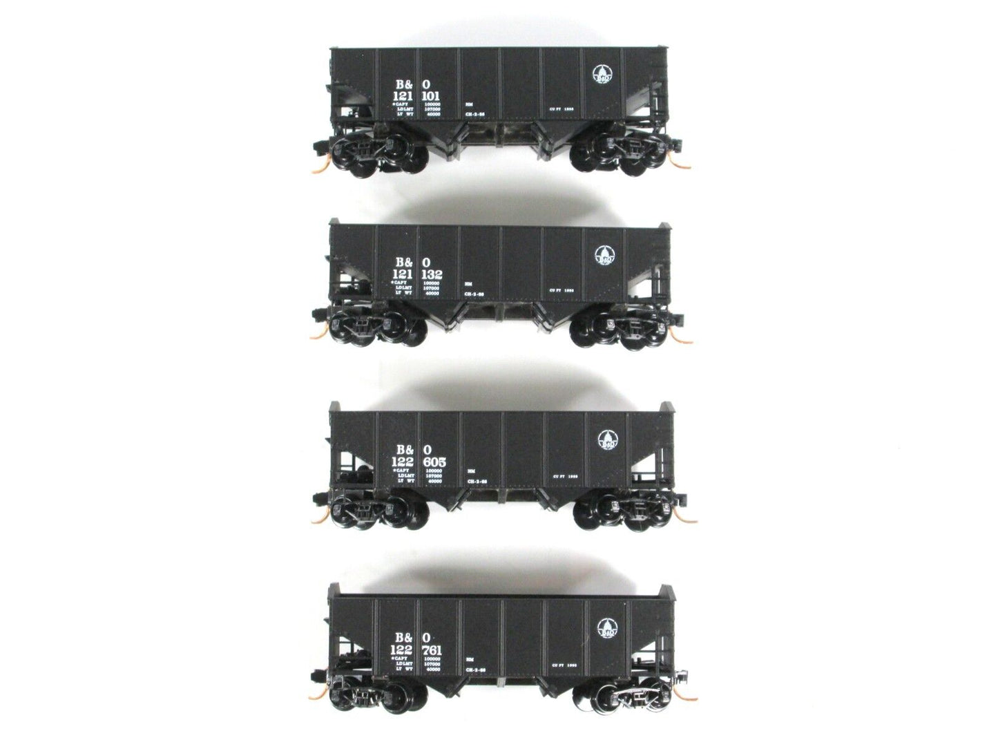 N Scale *BALTIMORE & OHIO* 2-Bay Coal Hopper 4-Pack Set -- Micro Trains 99300118
