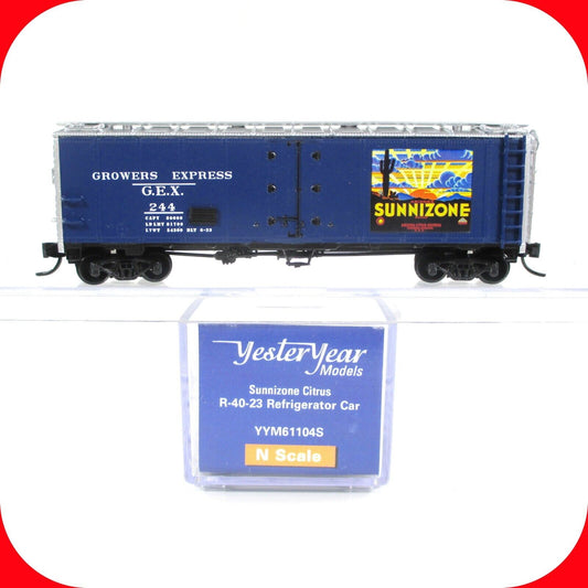 N Scale ***GROWERS EXPRESS, SUNNIZONE*** Reefer #244 -- YesterYear, MTL Couplers