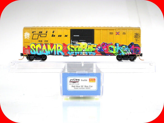 N Scale **RAILBOX GRAFFITI** Box Car #42953 - Micro Trains NSE MTL 16-208 *RARE*