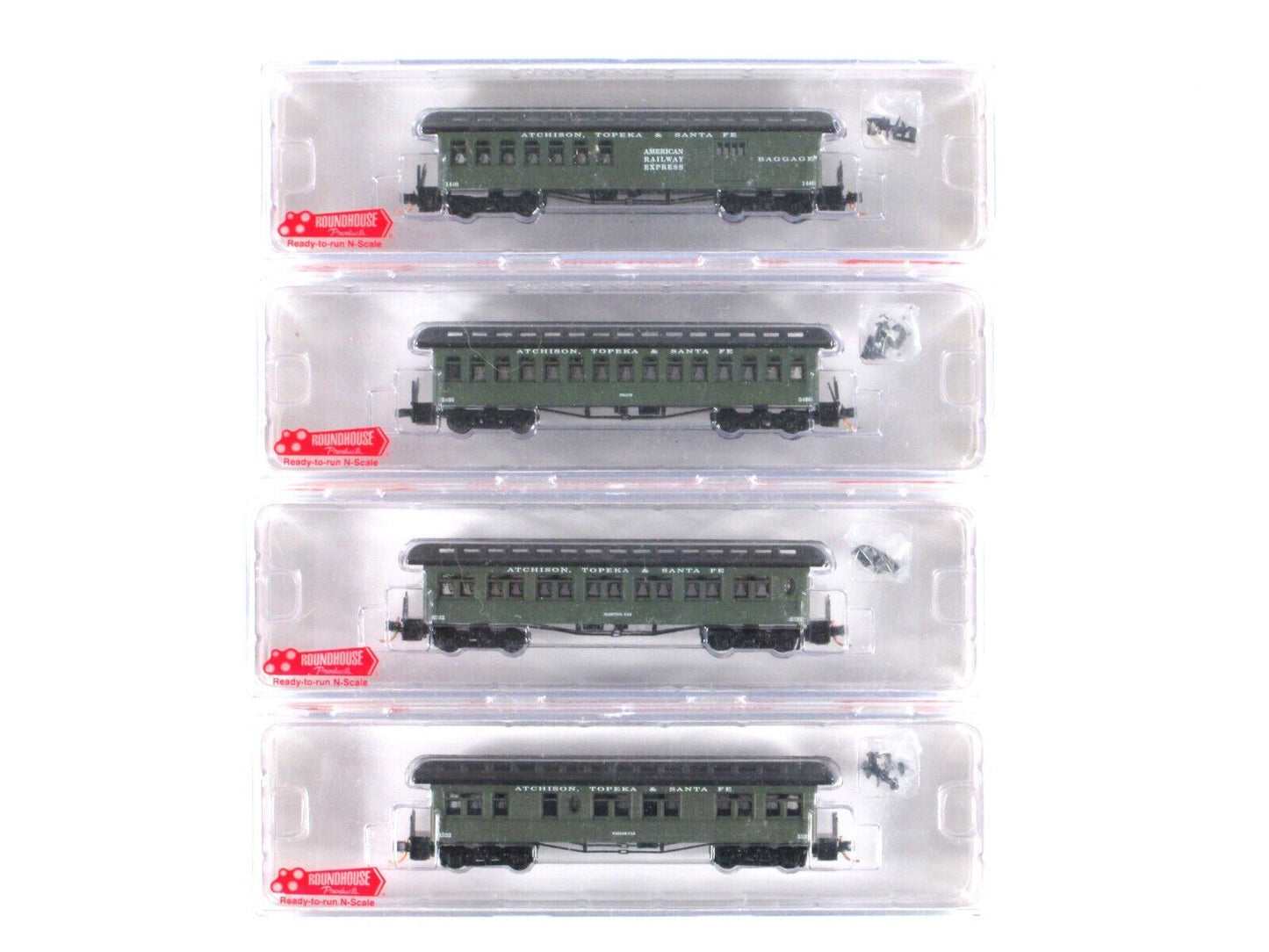 N Scale ***SANTA FE** OVERLAND Passenger 4-Set - Roundhouse 89416 - MTL Couplers