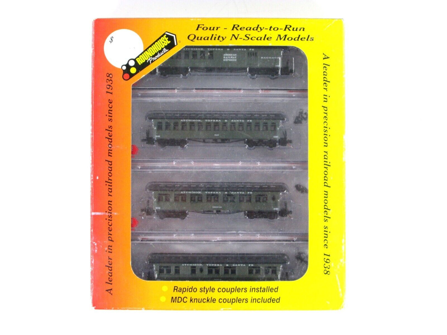 N Scale ***SANTA FE** OVERLAND Passenger 4-Set - Roundhouse 89416 - MTL Couplers