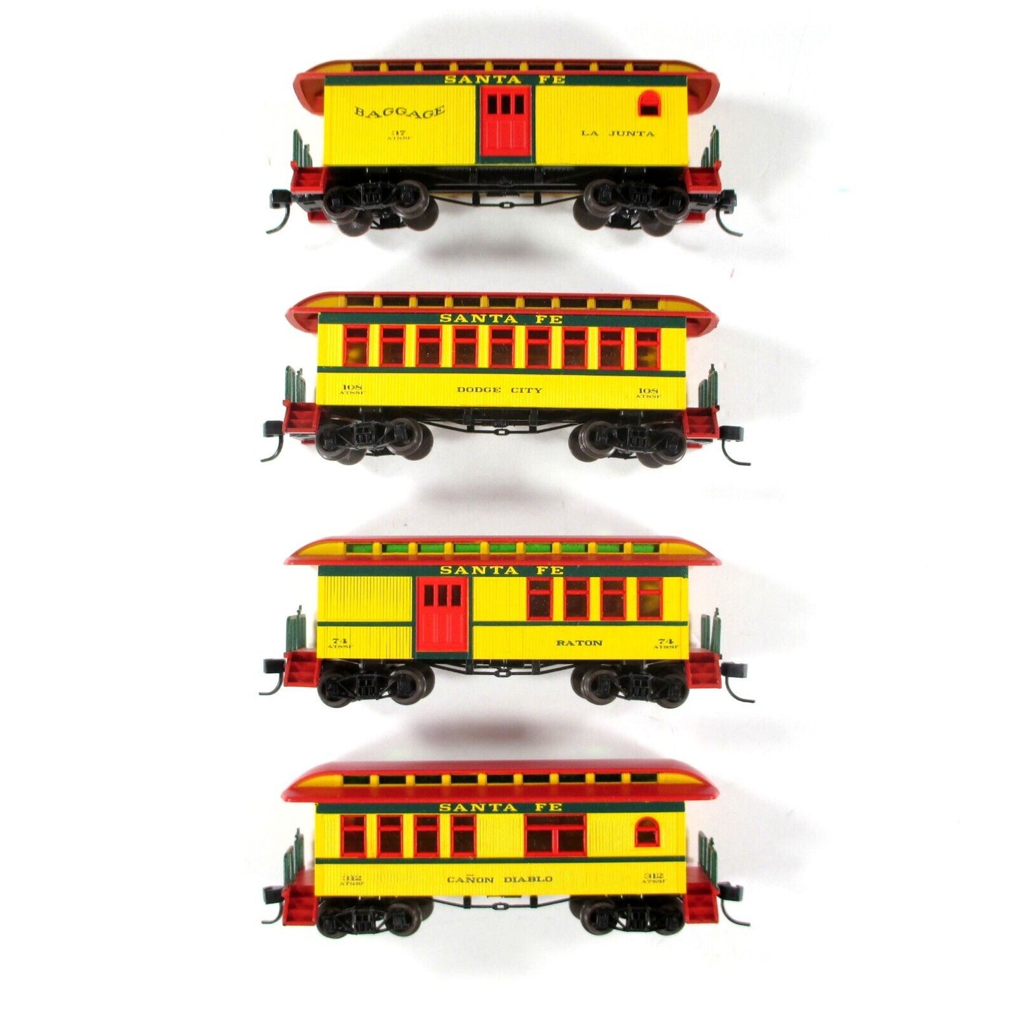 N Scale ATSF / SANTA FE Overton Old-Time Passenger Car 4-Pack Set -Athearn 11021