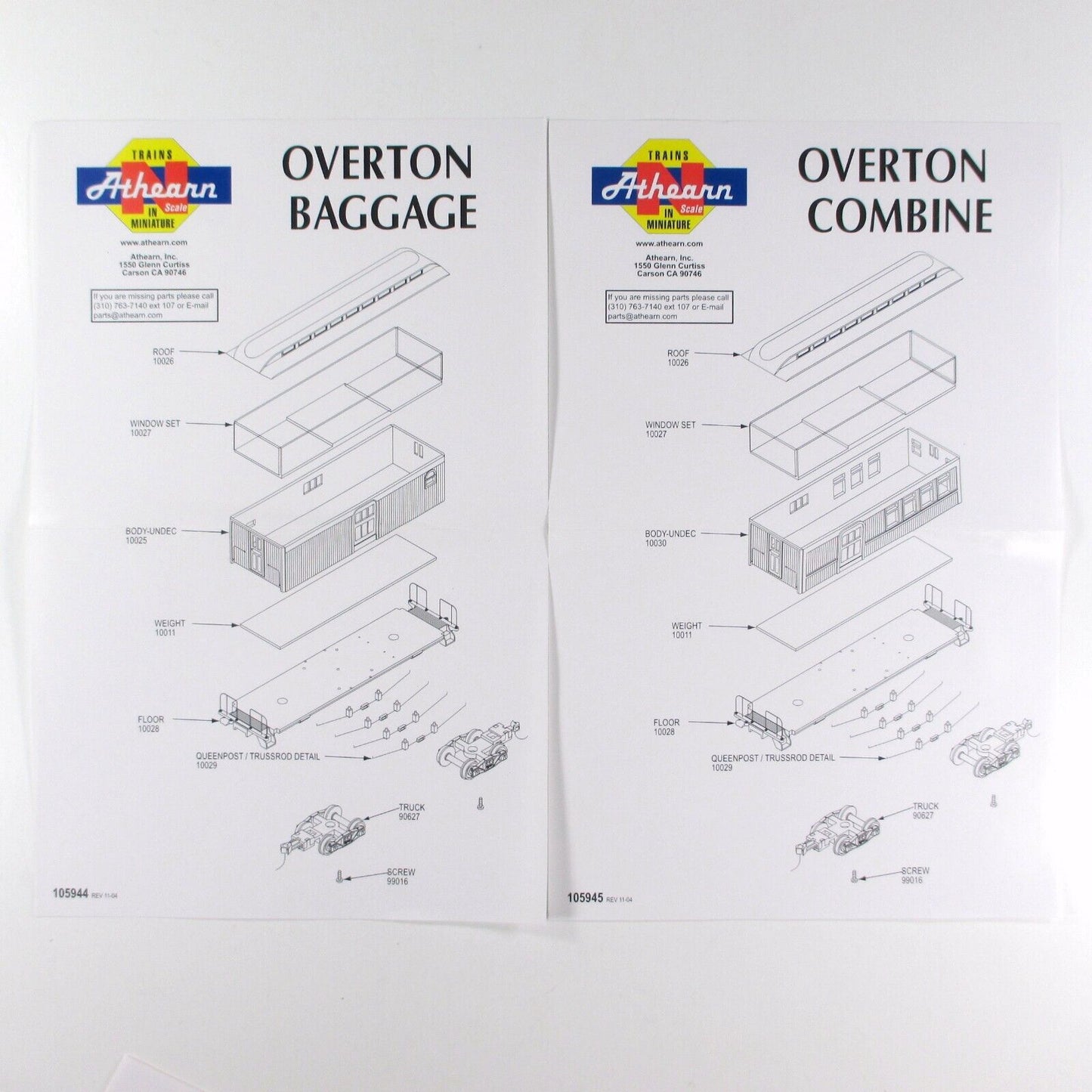 N Scale ATSF / SANTA FE Overton Old-Time Passenger Car 4-Pack Set -Athearn 11021