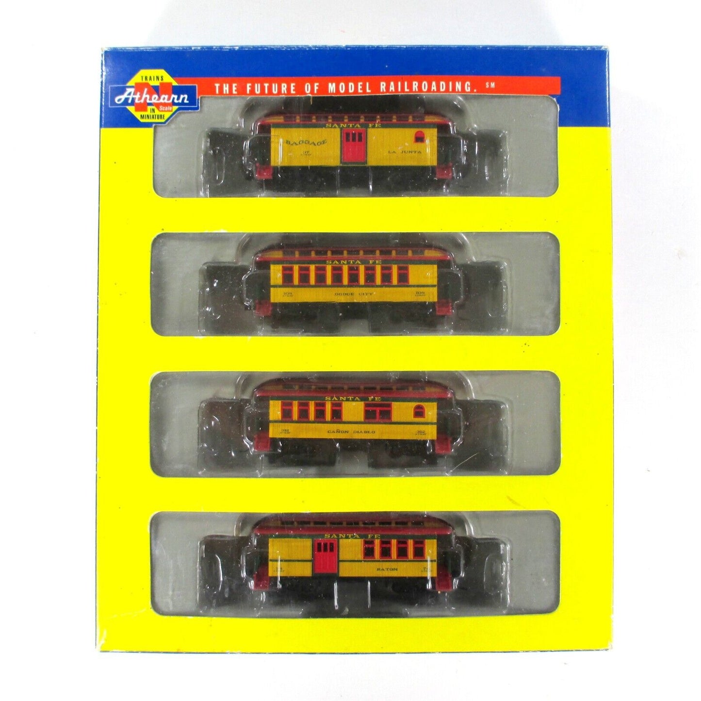 N Scale ATSF / SANTA FE Overton Old-Time Passenger Car 4-Pack Set -Athearn 11021