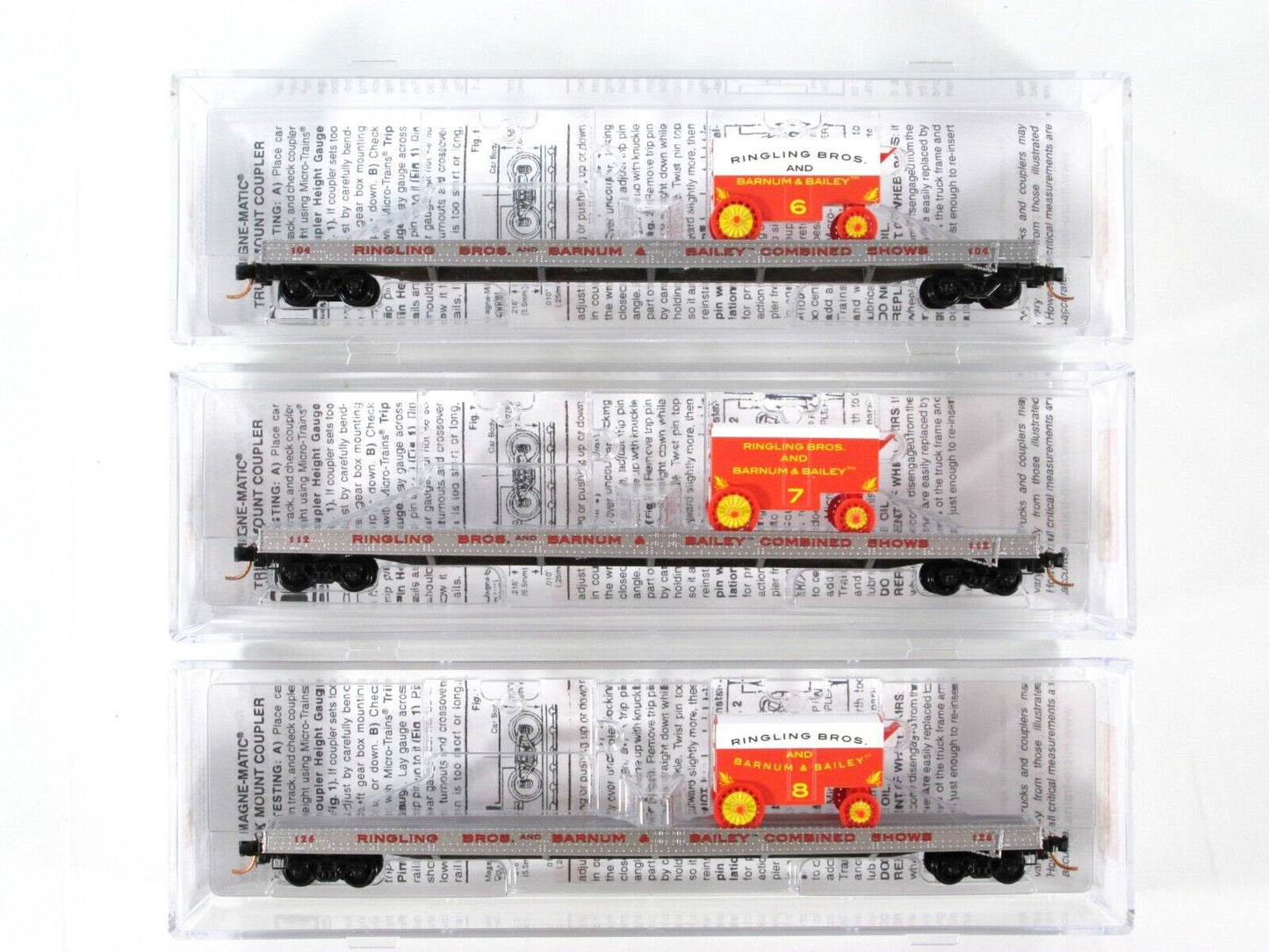 N Scale **RINGLING** Circus Wagons on 70' Flat Cars Set -- Micro Trains 99301400