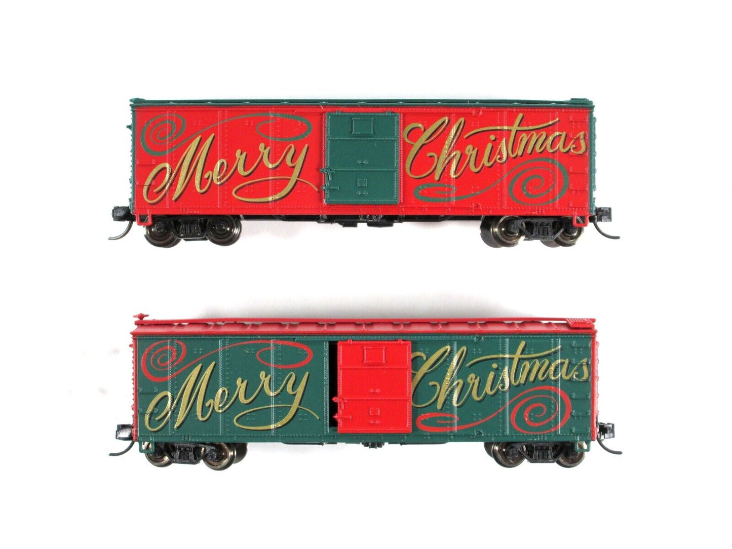 N Scale ***MERRY CHRISTMAS*** Box Car 2-Pack - Broadway Limited 7285 ***RARE***