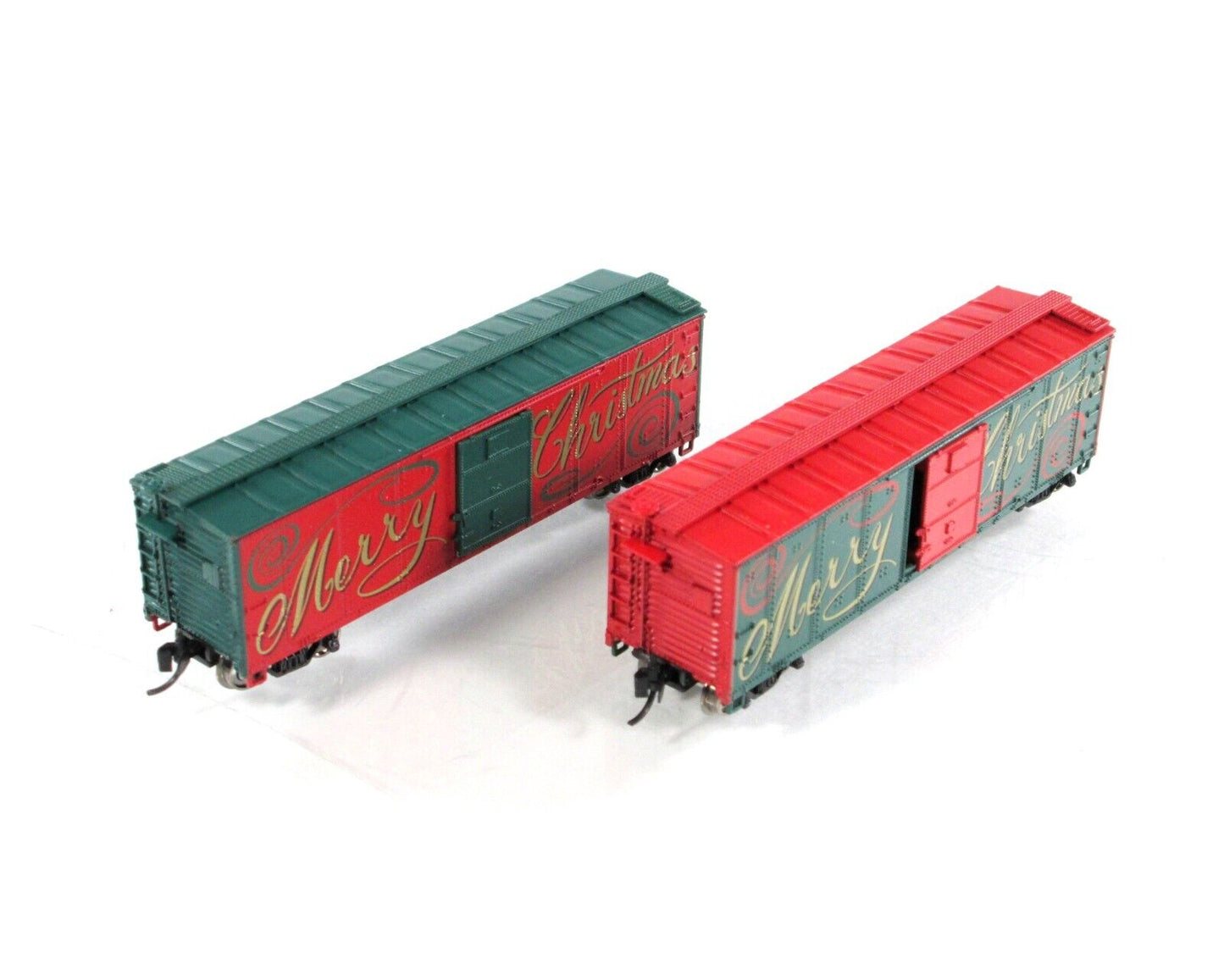 N Scale ***MERRY CHRISTMAS*** Box Car 2-Pack - Broadway Limited 7285 ***RARE***