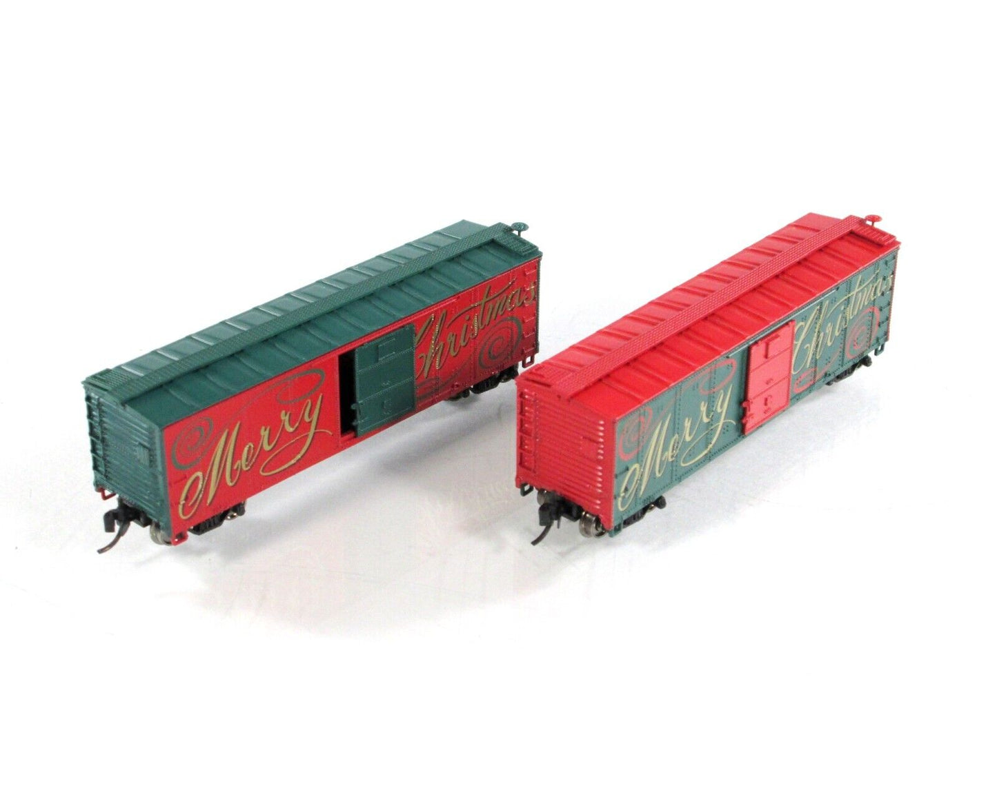 N Scale ***MERRY CHRISTMAS*** Box Car 2-Pack - Broadway Limited 7285 ***RARE***
