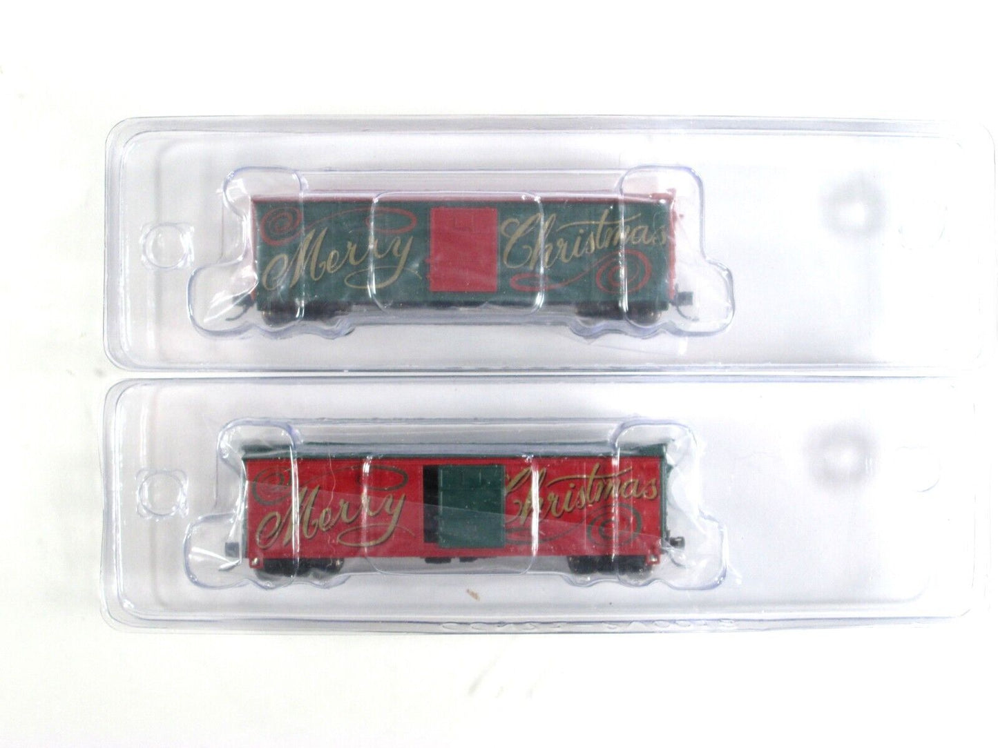 N Scale ***MERRY CHRISTMAS*** Box Car 2-Pack - Broadway Limited 7285 ***RARE***