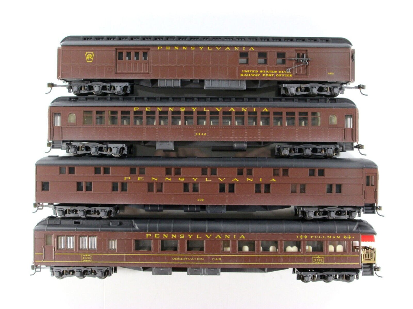 HO Scale **PRR** 1920s Weathered Passenger Set B - Rivarossi 6917, Knuckle Cplrs