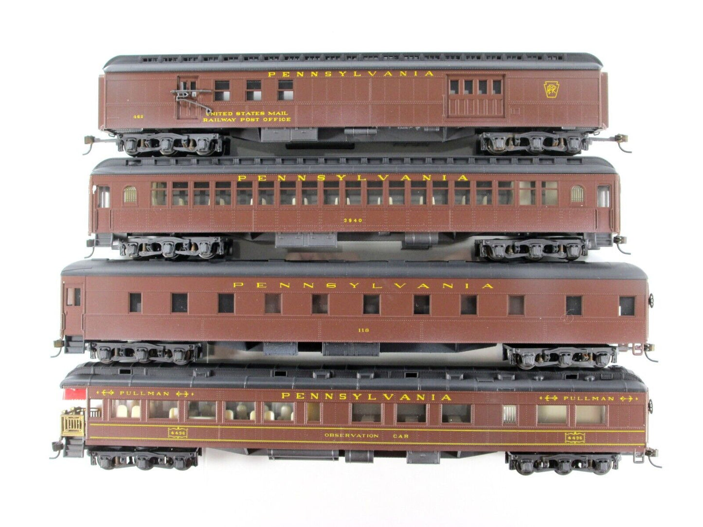 HO Scale **PRR** 1920s Weathered Passenger Set B - Rivarossi 6917, Knuckle Cplrs