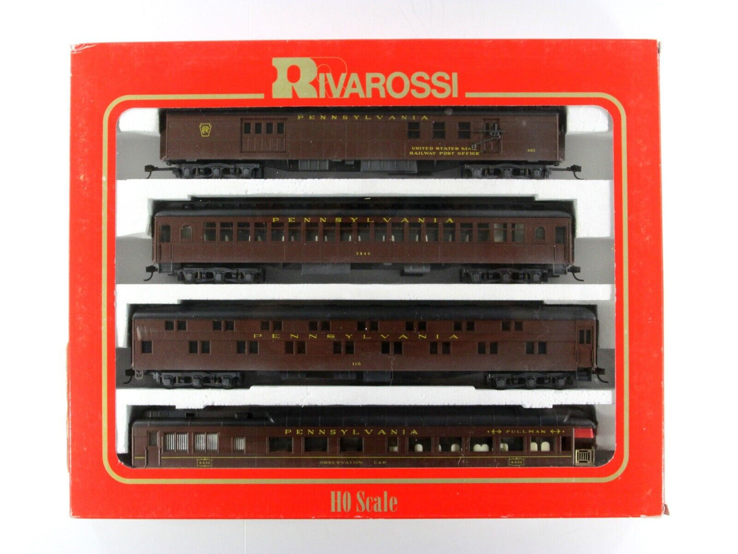 HO Scale **PRR** 1920s Weathered Passenger Set B - Rivarossi 6917, Knuckle Cplrs