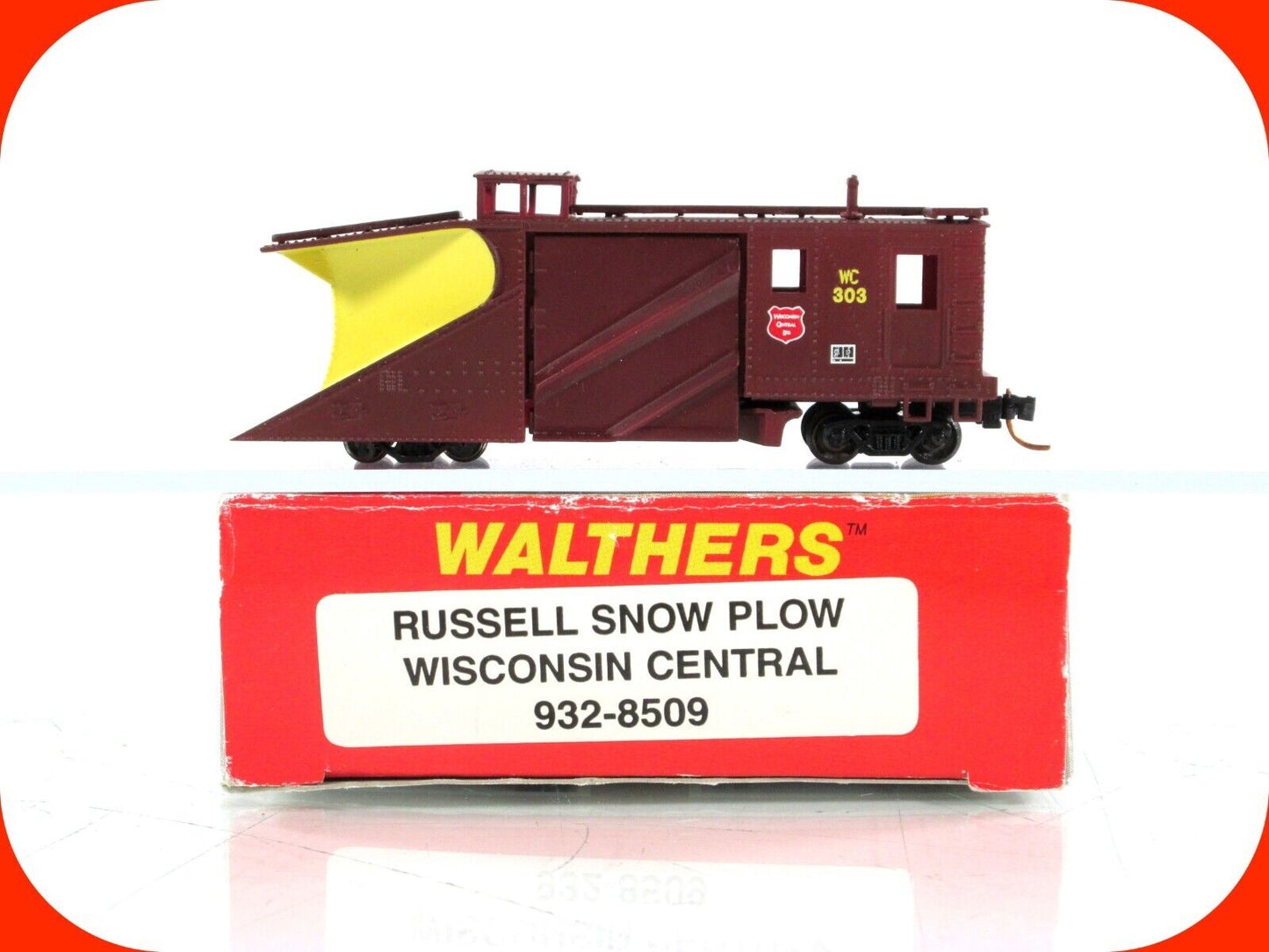 N Scale ***WISCONSIN CENTRAL*** Snow Plow #303 - Walthers 932-8509 *MTL Couplers