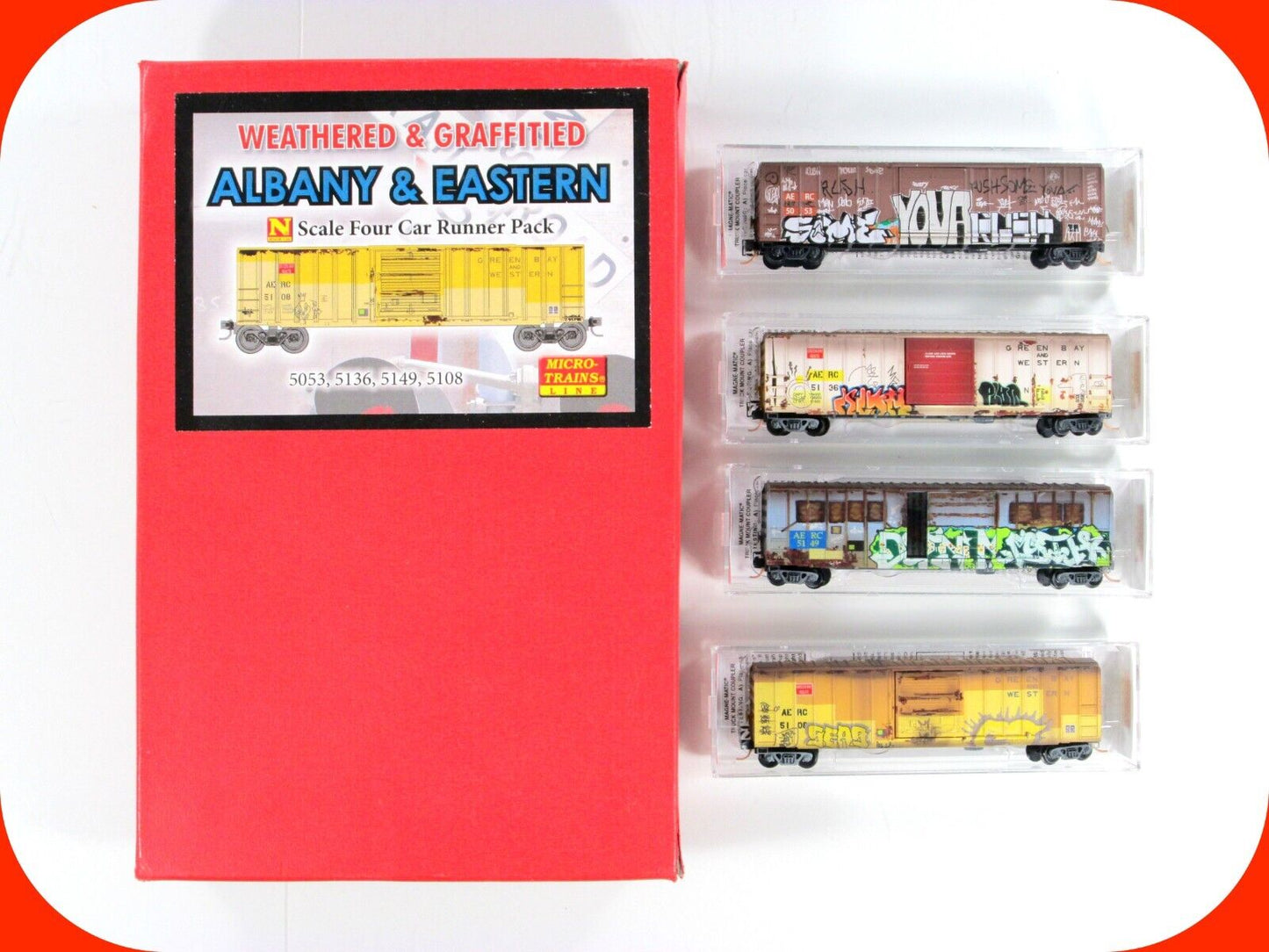N Scale ***ALBANY & EASTERN*** Weathered Box Car 4-Pack -- Micro Trains 99305220