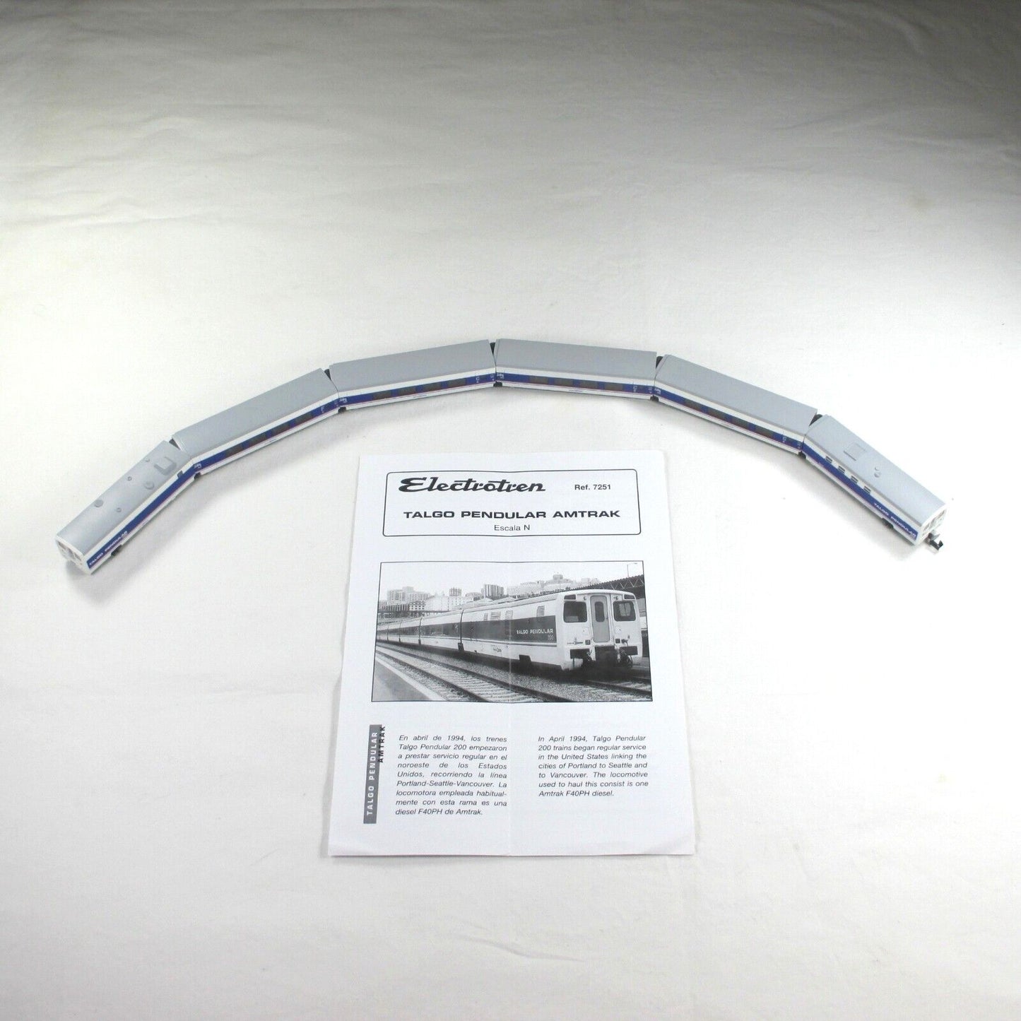 N Scale ***AMTRAK TALGO PENDULAR*** 200 Passenger 6-Car Set - Electrotren 7251 K