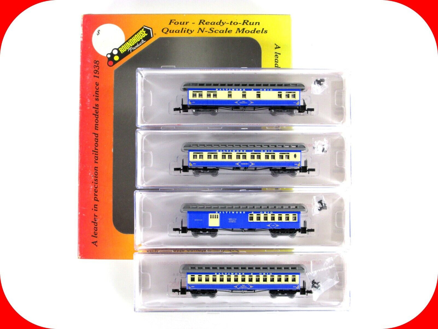 N Scale  **BALTIMORE & OHIO** Overland Passenger Set - Roundhouse 89443 ***RARE*