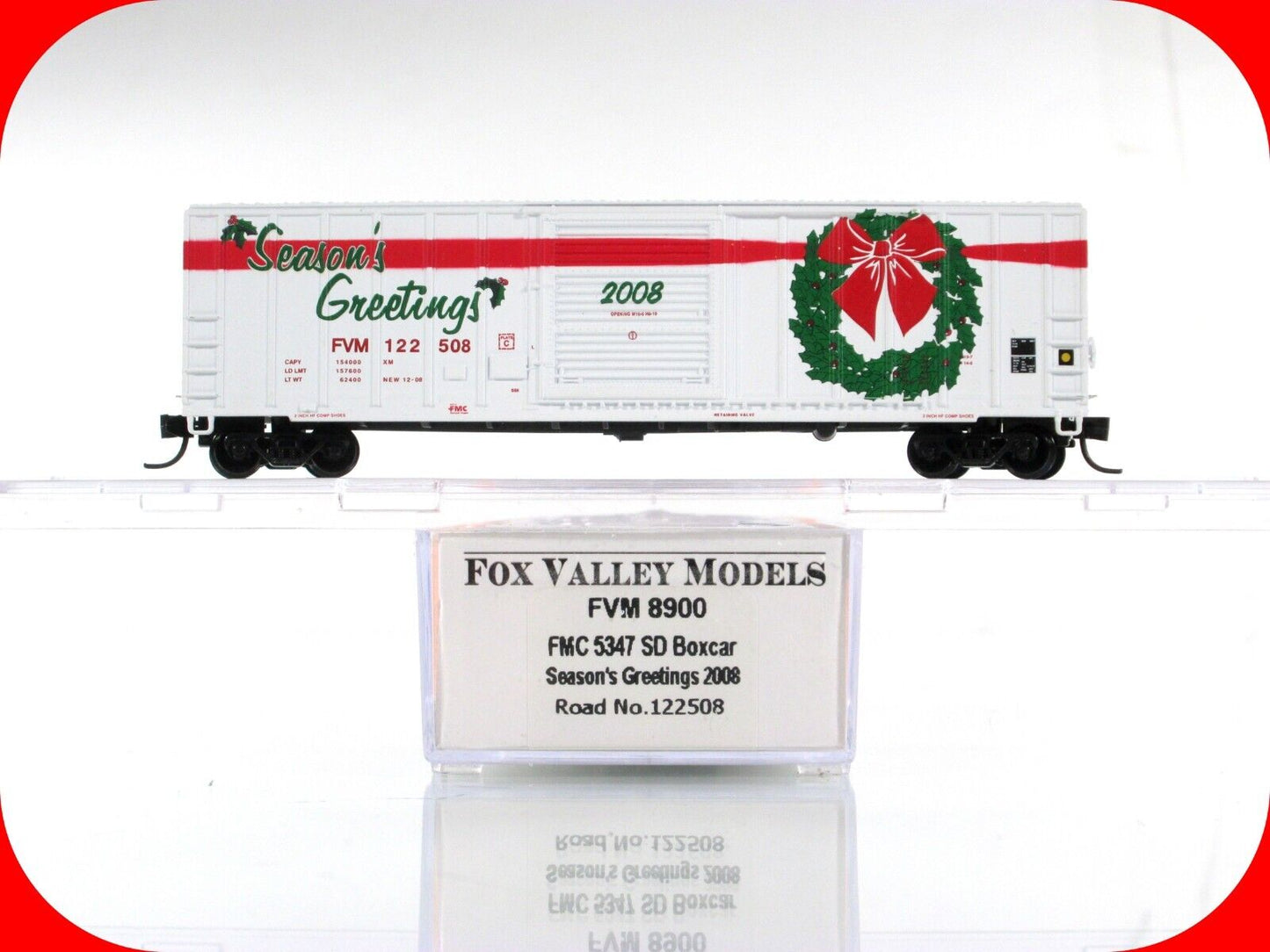 N Scale **SEASON'S GREETINGS** CHRISTMAS 2008 50' Box Car, Fox Valley 8900 *RARE