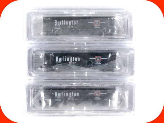 N Scale ***BURLINGTON*** CB&Q Coal Hopper 3-Pack Set w/ Loads - Bluford 73903