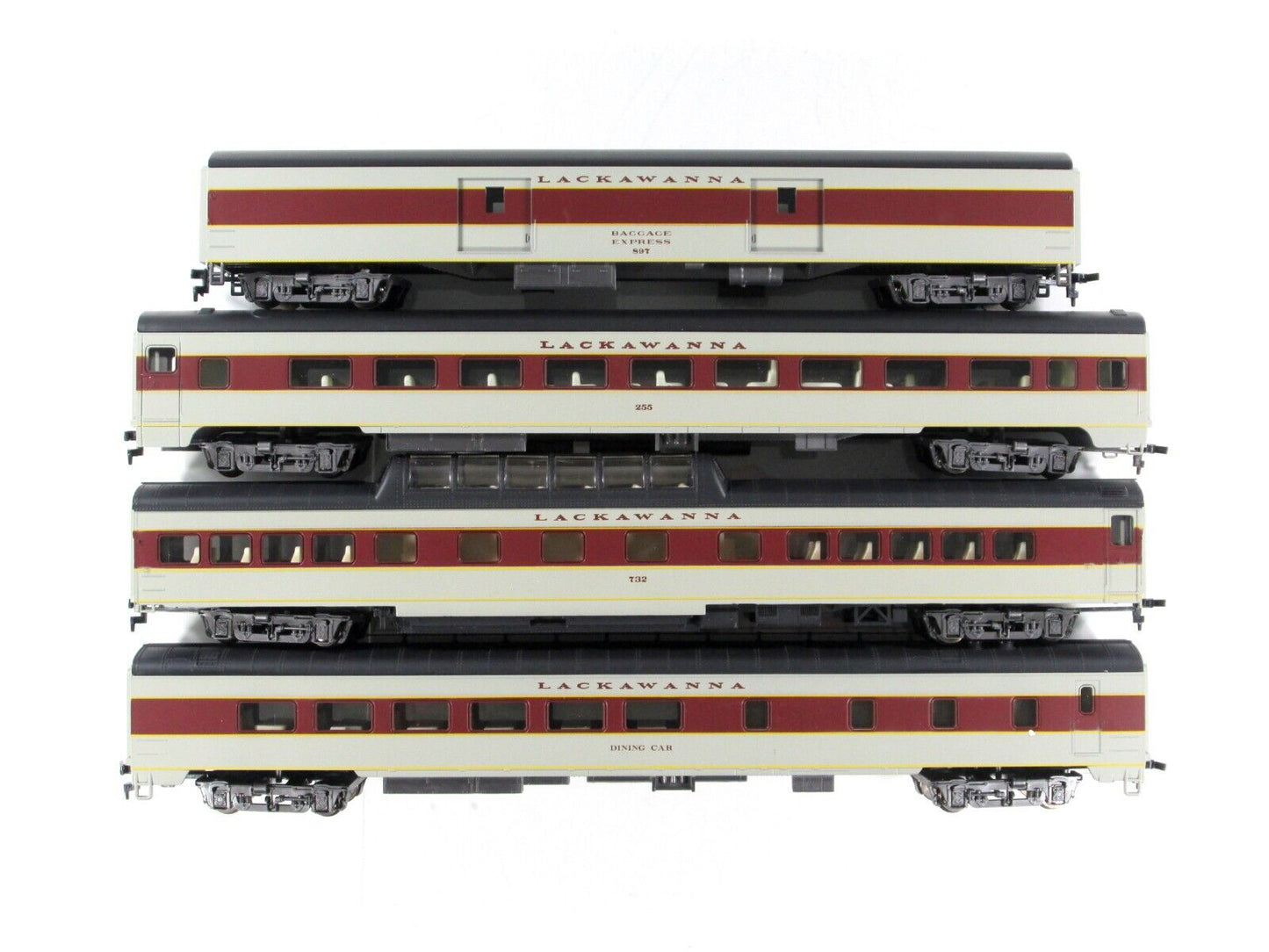 HO Scale ***LACKAWANNA*** 1930s Lightweight Passenger Car Set A - Rivarossi 6954