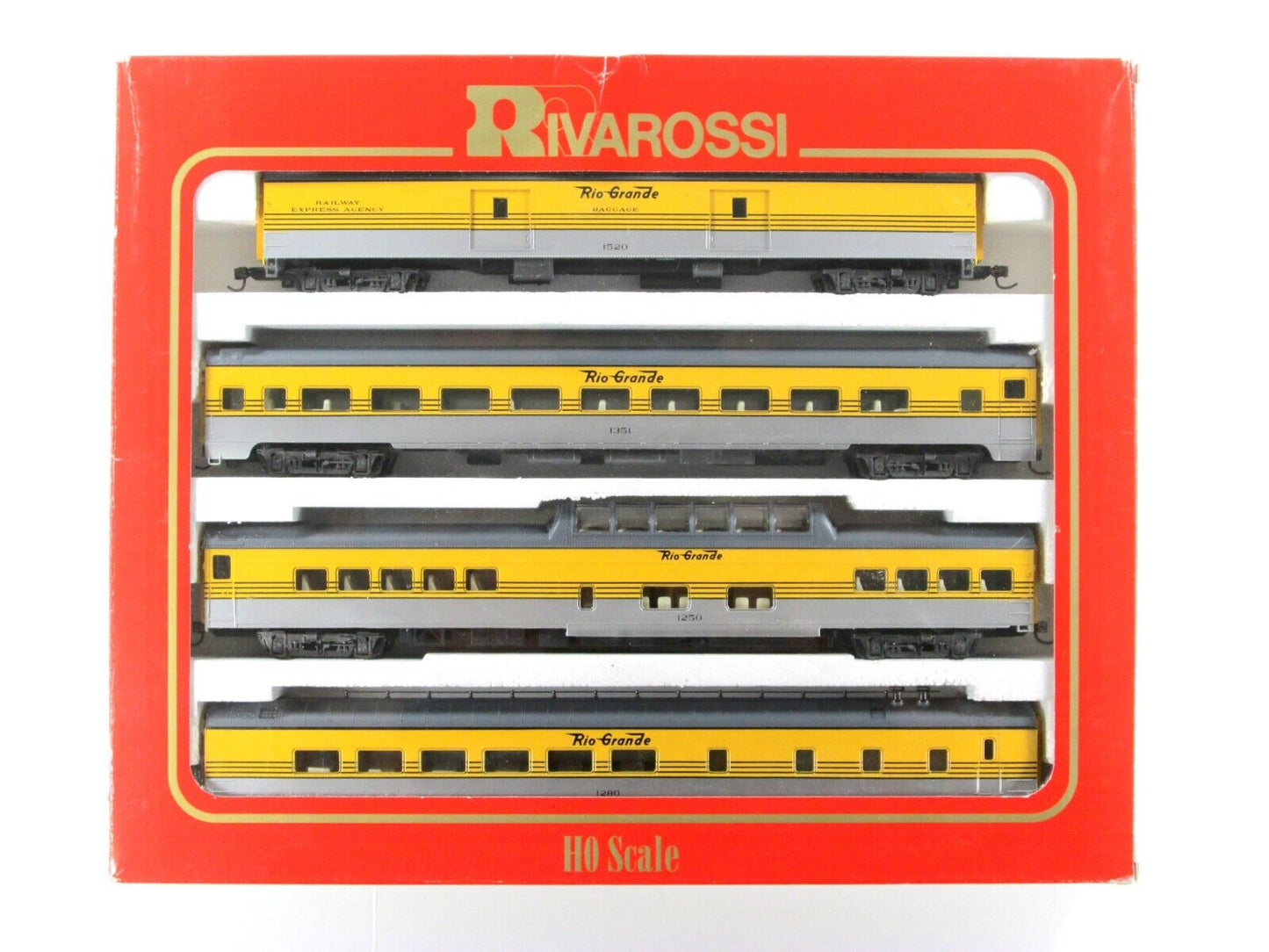 HO Scale *DENVER RIO GRANDE 1930s Passenger Set A -Rivarossi 6936, Knuckle Cplrs